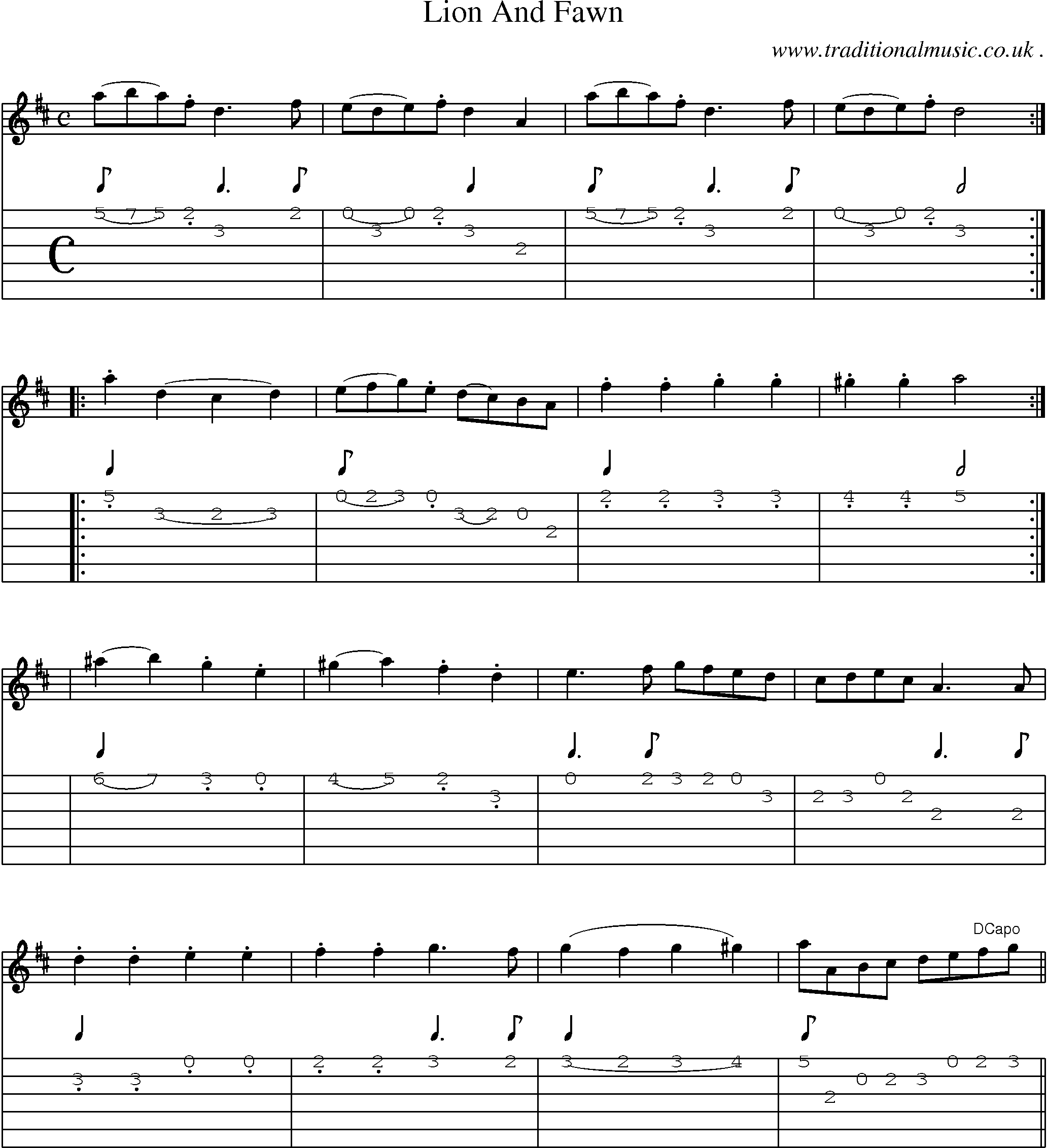 Sheet-Music and Guitar Tabs for Lion And Fawn