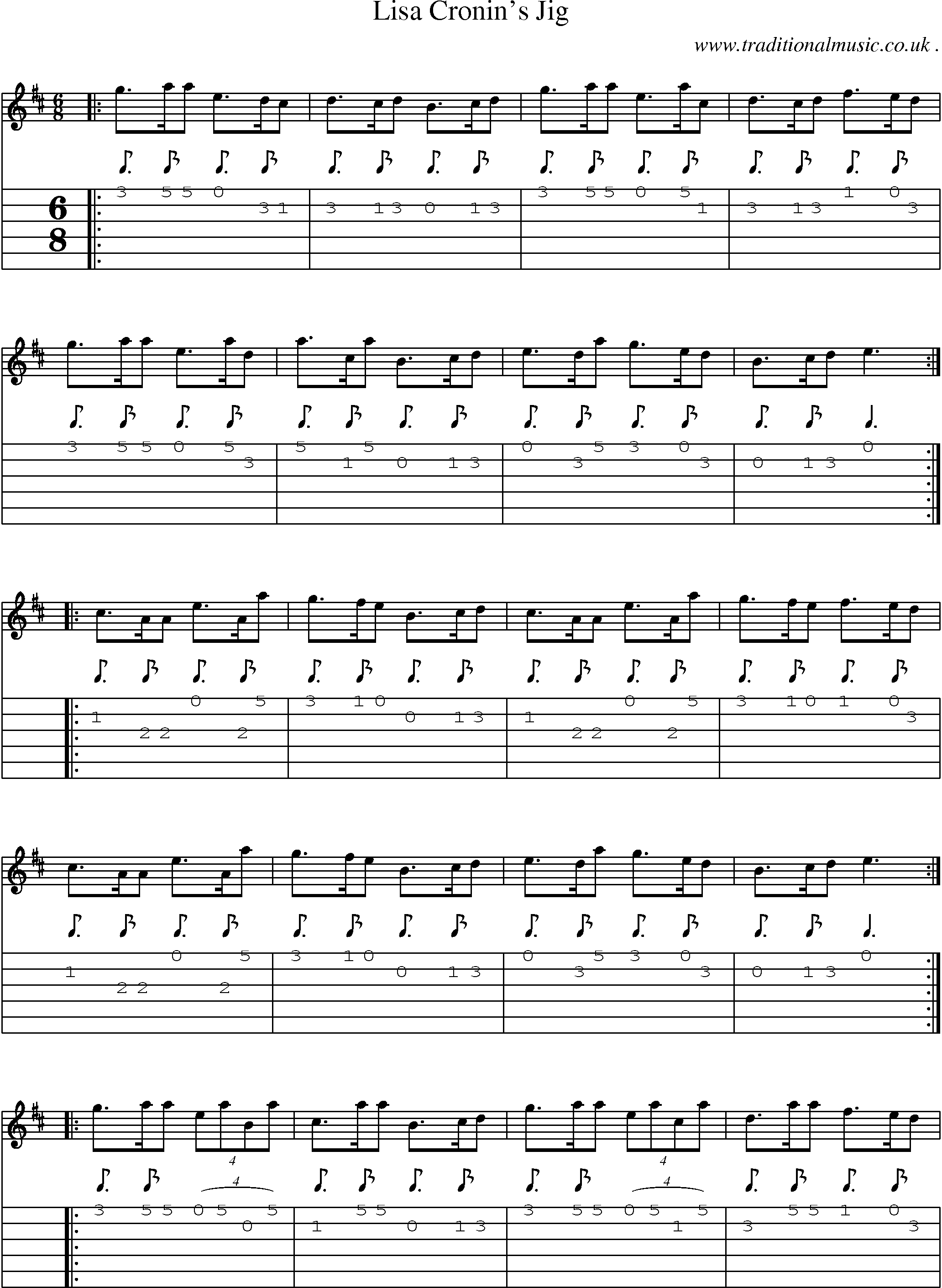 Sheet-Music and Guitar Tabs for Lisa Cronins Jig