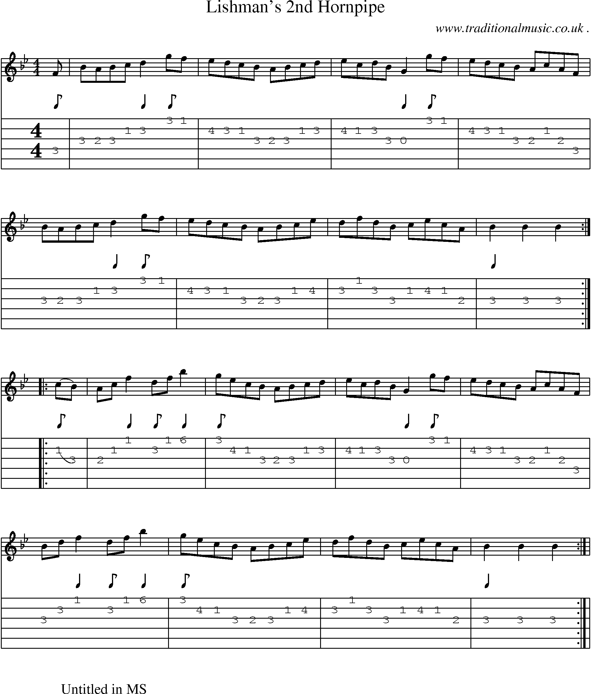 Sheet-Music and Guitar Tabs for Lishmans 2nd Hornpipe