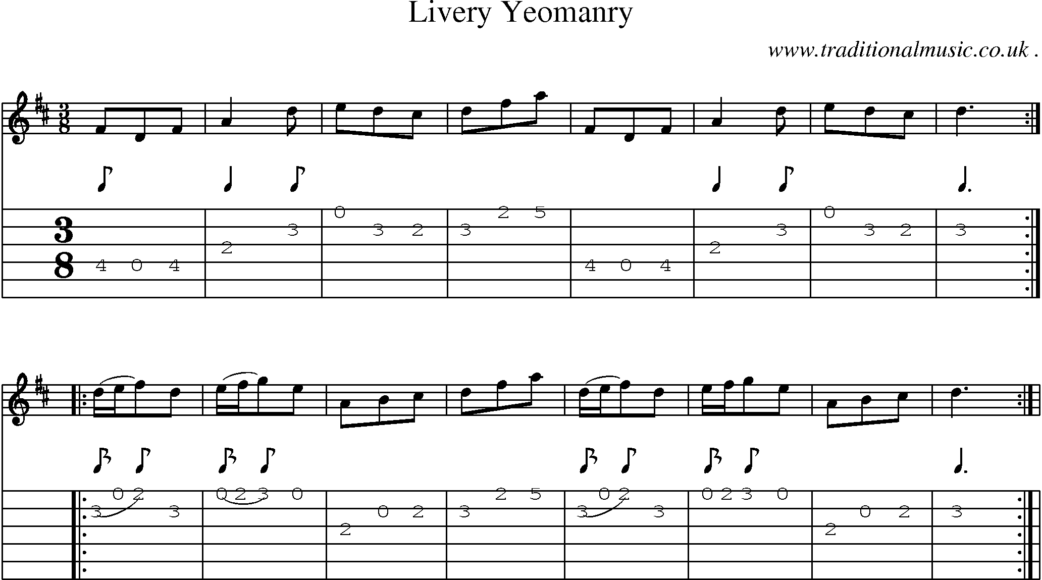 Sheet-Music and Guitar Tabs for Livery Yeomanry