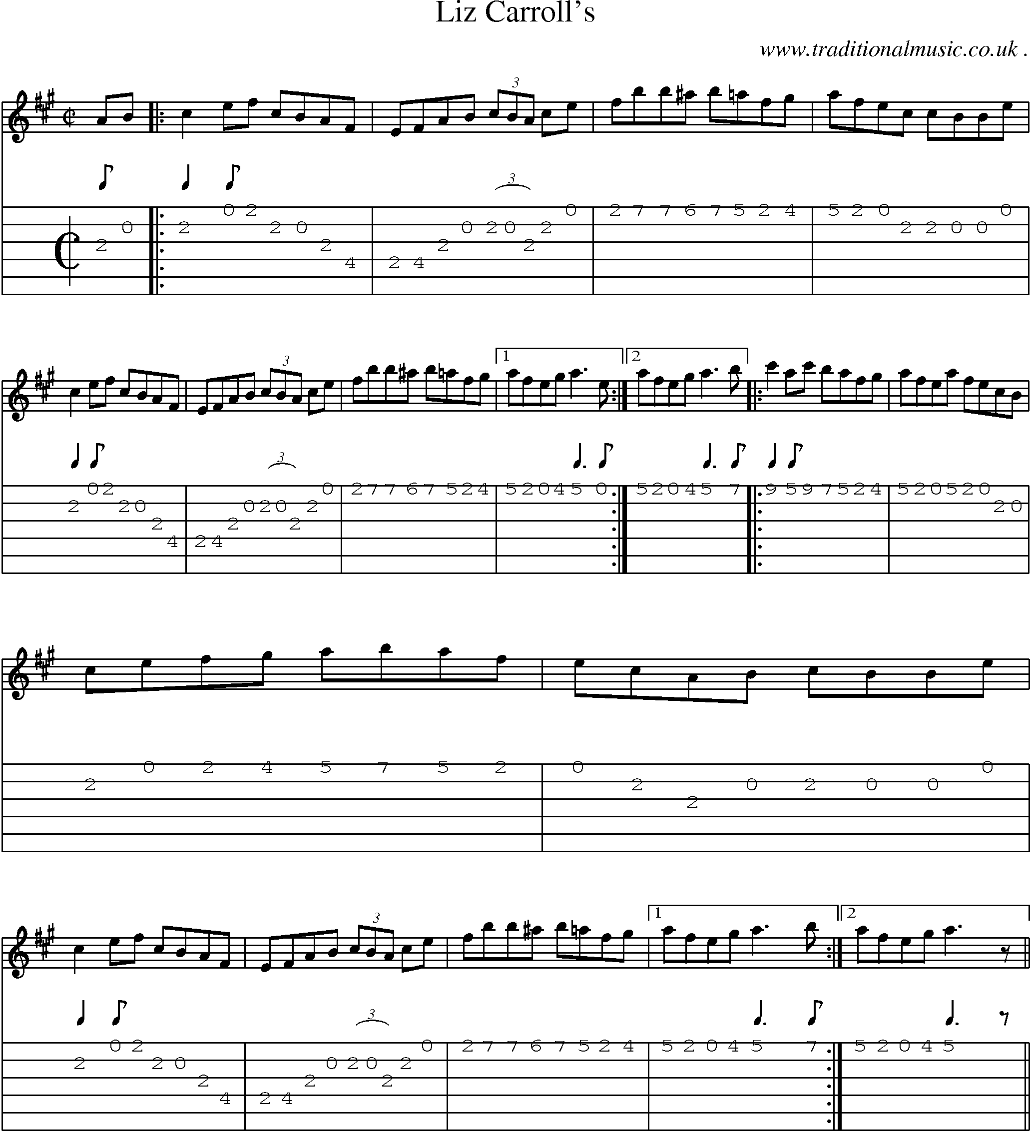 Sheet-Music and Guitar Tabs for Liz Carrolls
