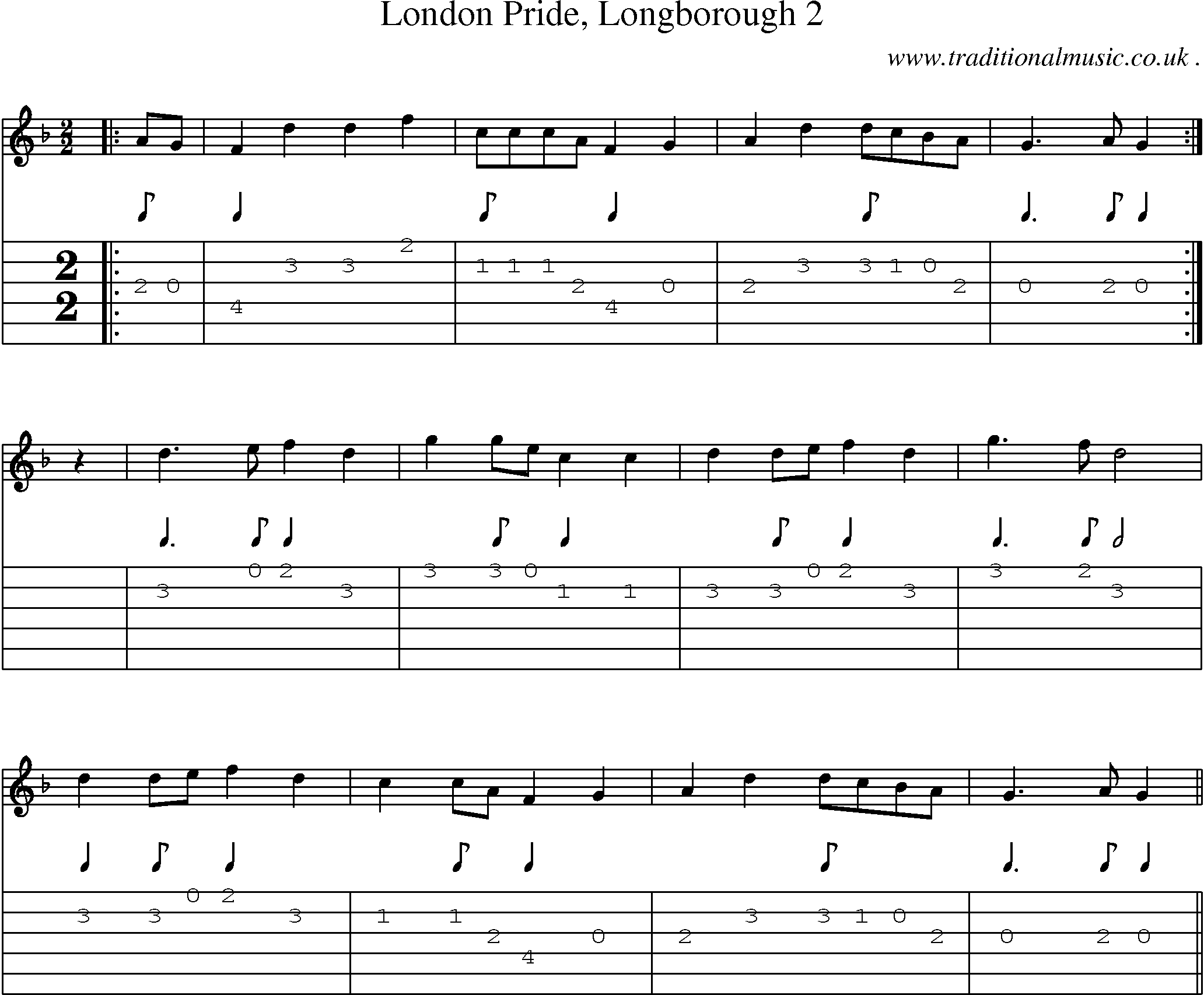 Sheet-Music and Guitar Tabs for London Pride Longborough 2
