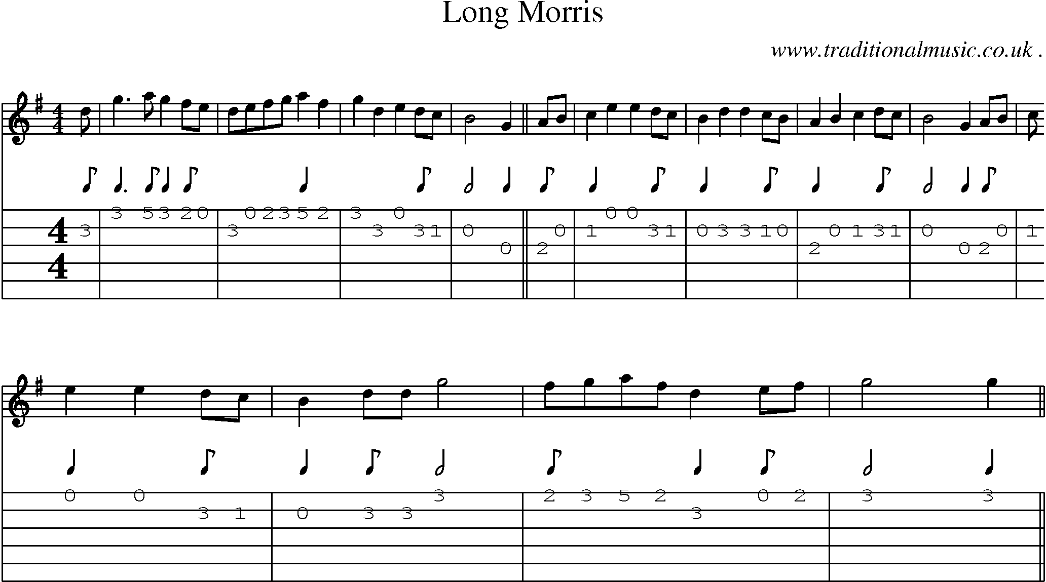 Sheet-Music and Guitar Tabs for Long Morris