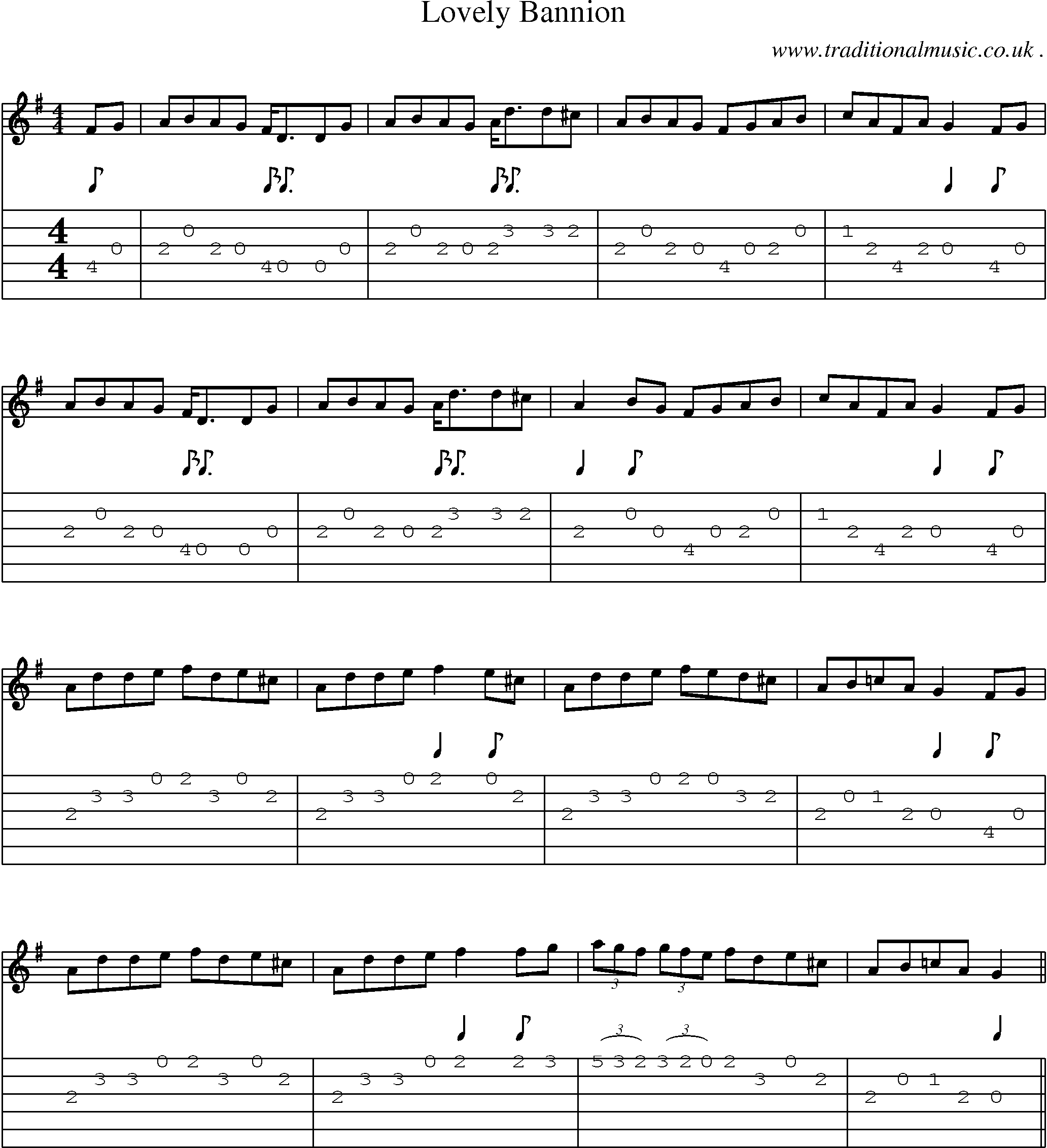 Sheet-Music and Guitar Tabs for Lovely Bannion