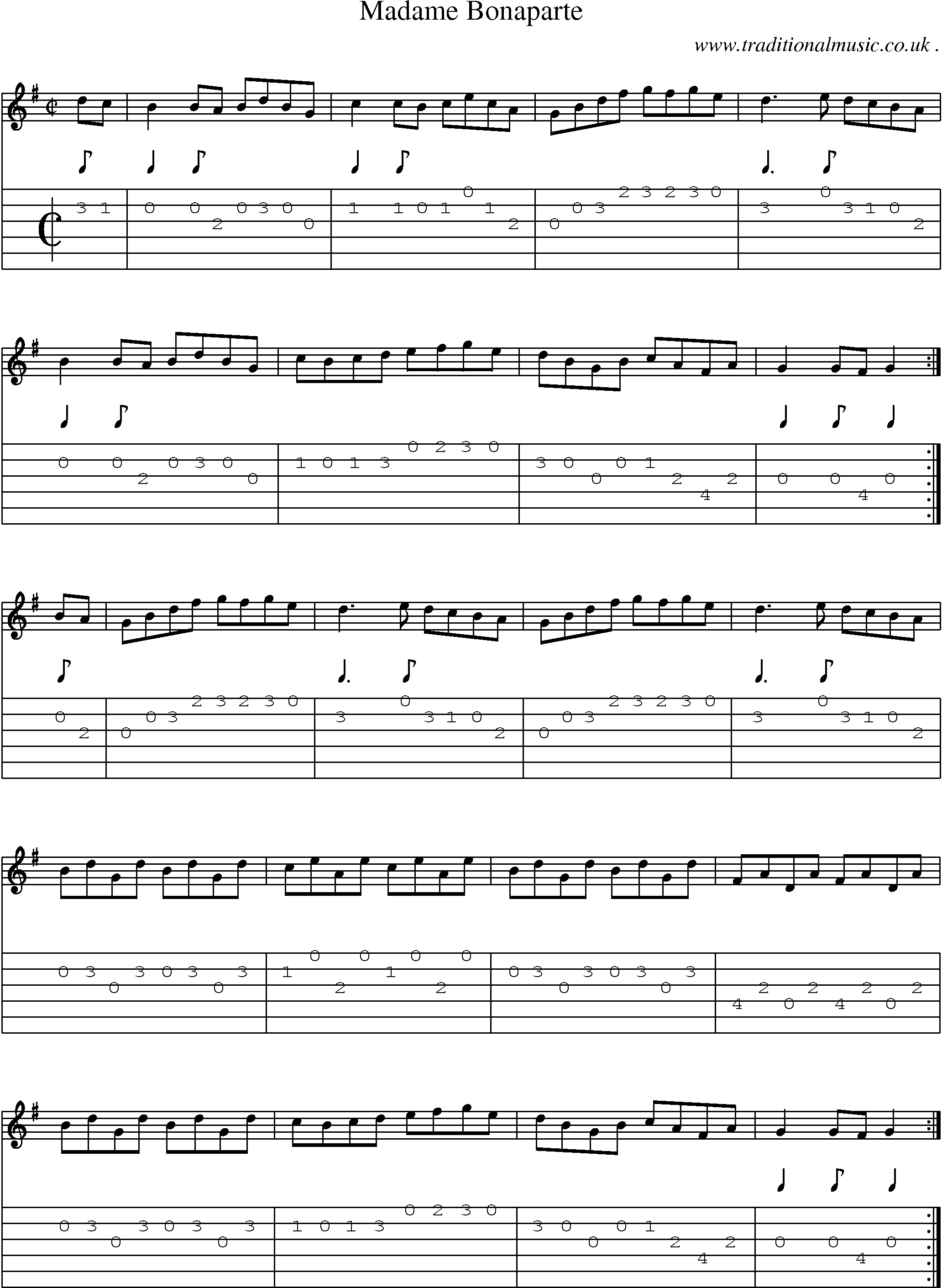 Sheet-Music and Guitar Tabs for Madame Bonaparte