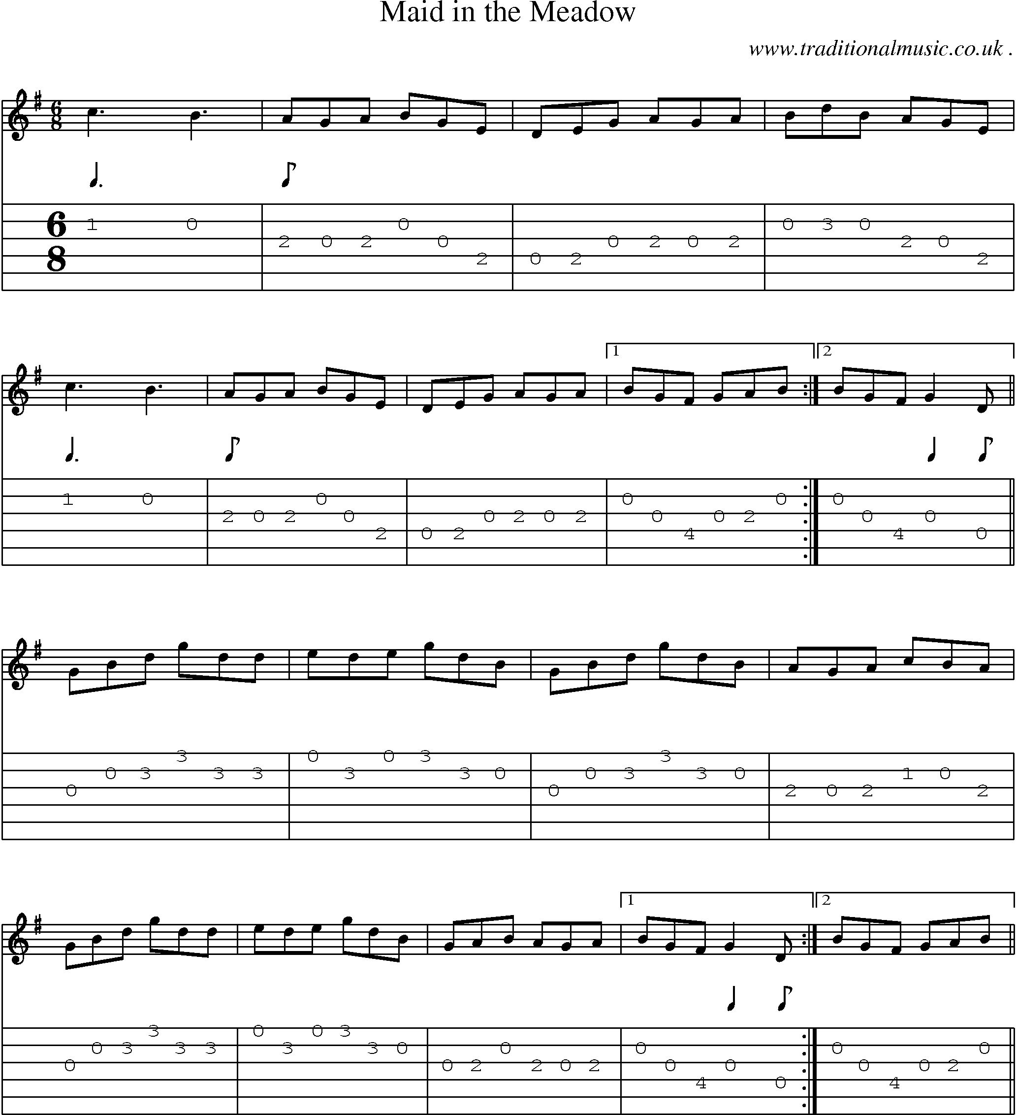 Sheet-Music and Guitar Tabs for Maid In The Meadow