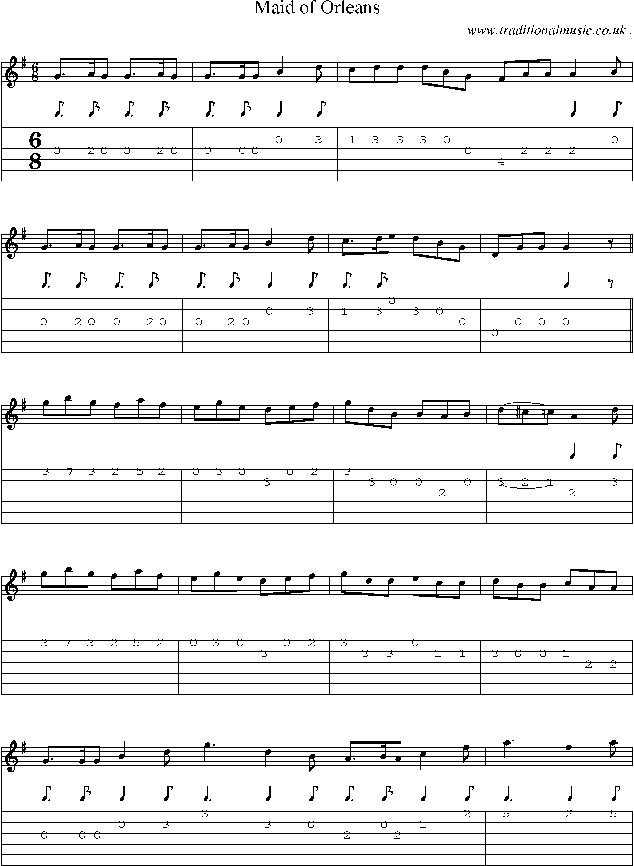 Sheet-Music and Guitar Tabs for Maid Of Orleans