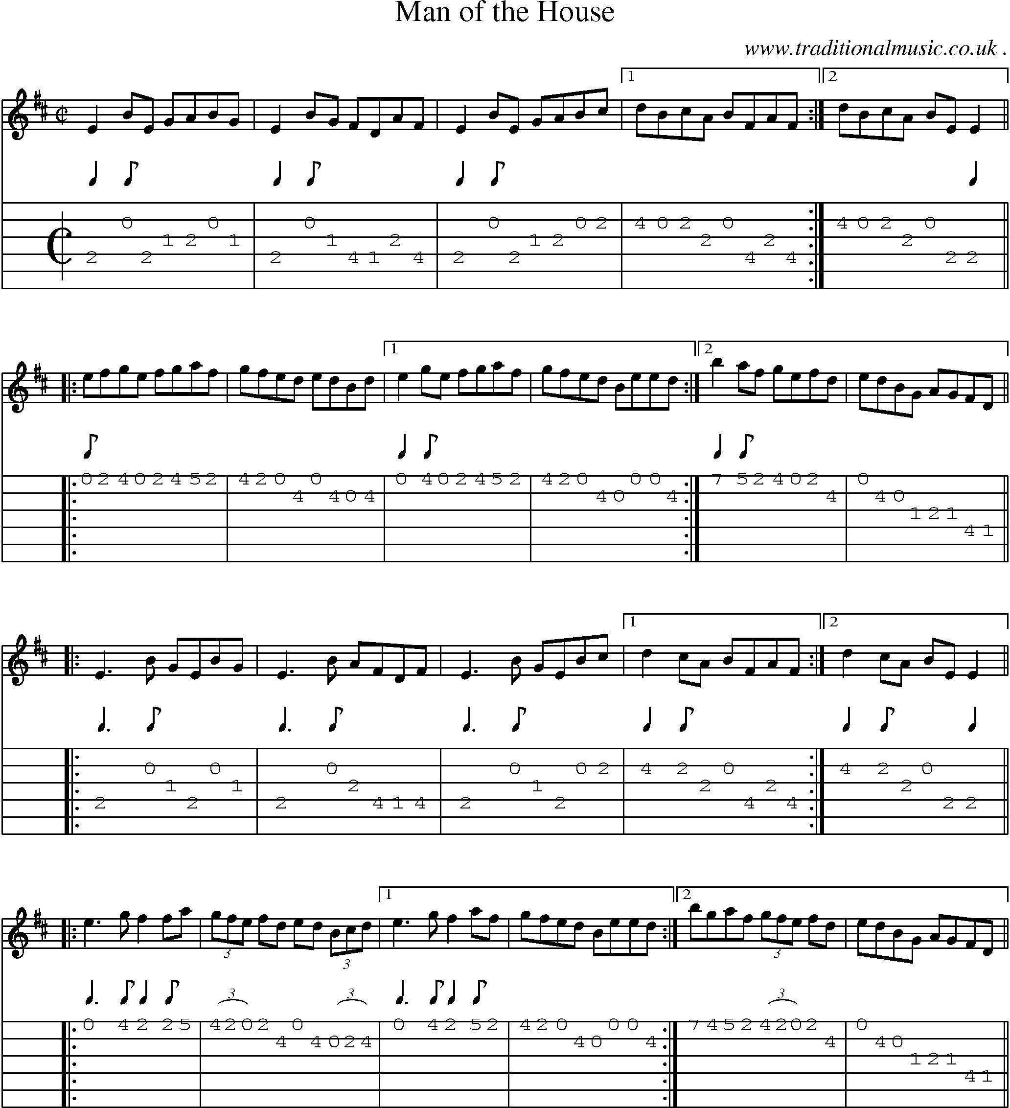 Sheet-Music and Guitar Tabs for Man Of The House