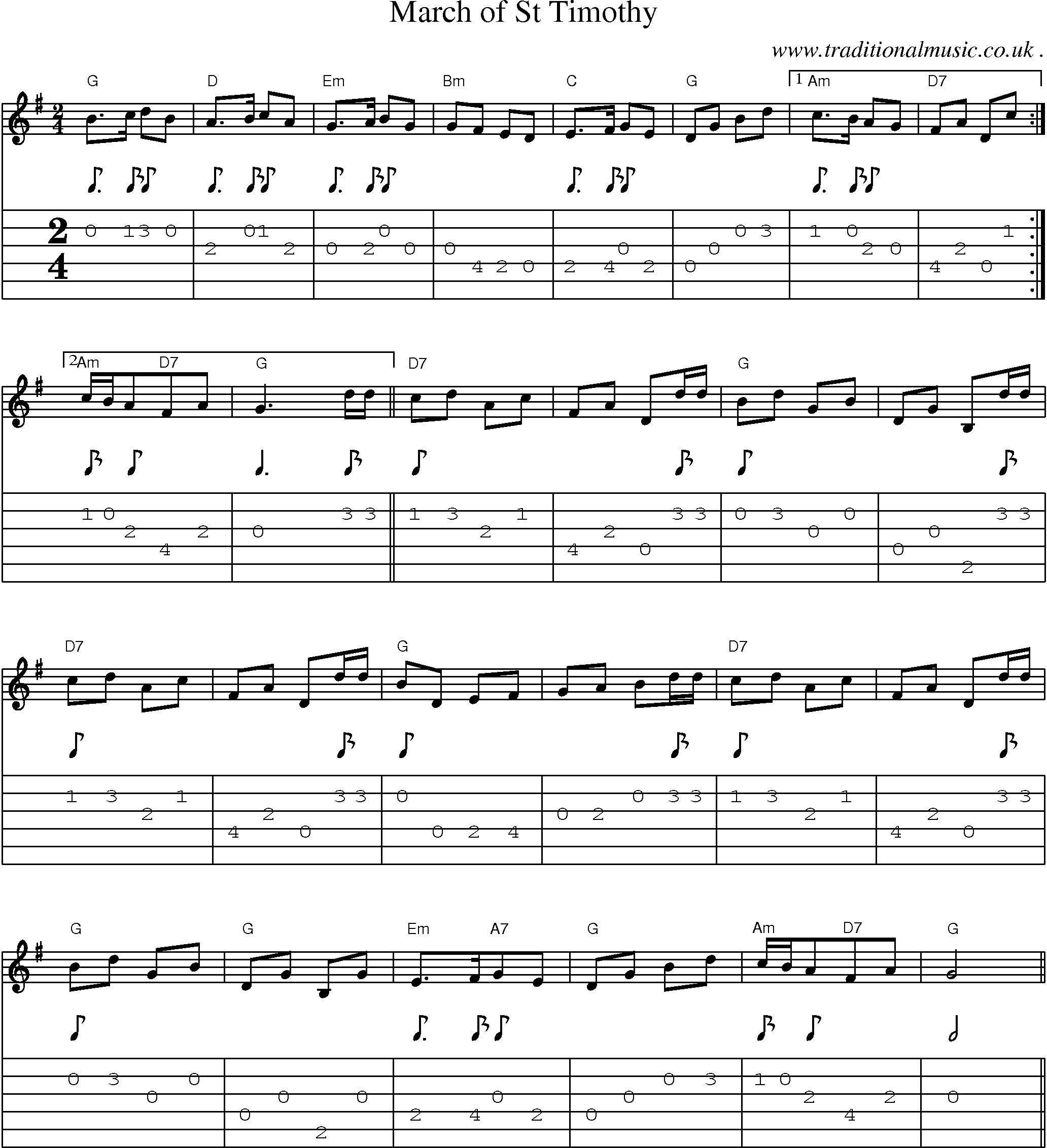 Sheet-Music and Guitar Tabs for March Of St Timothy