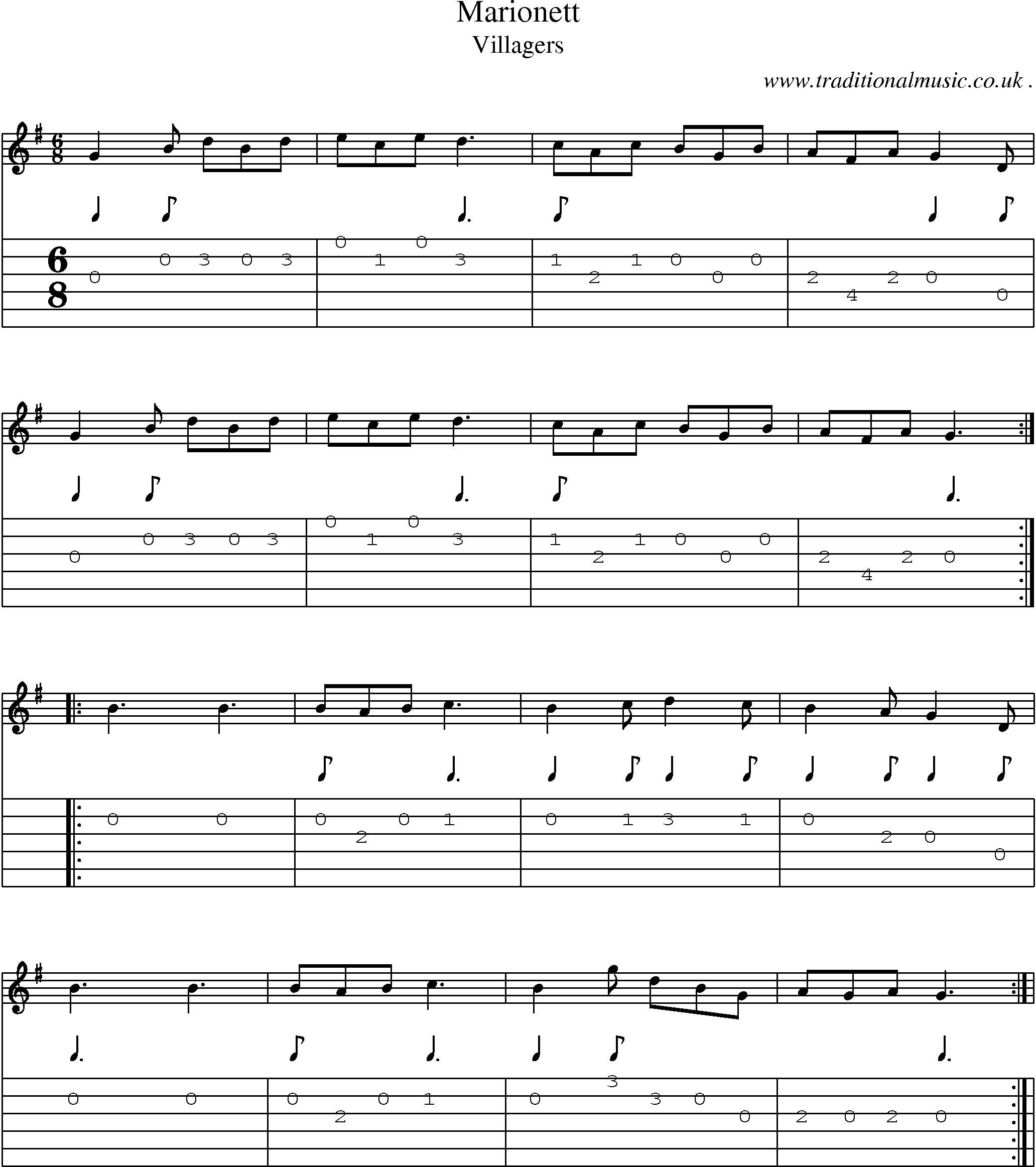 Sheet-Music and Guitar Tabs for Marionett