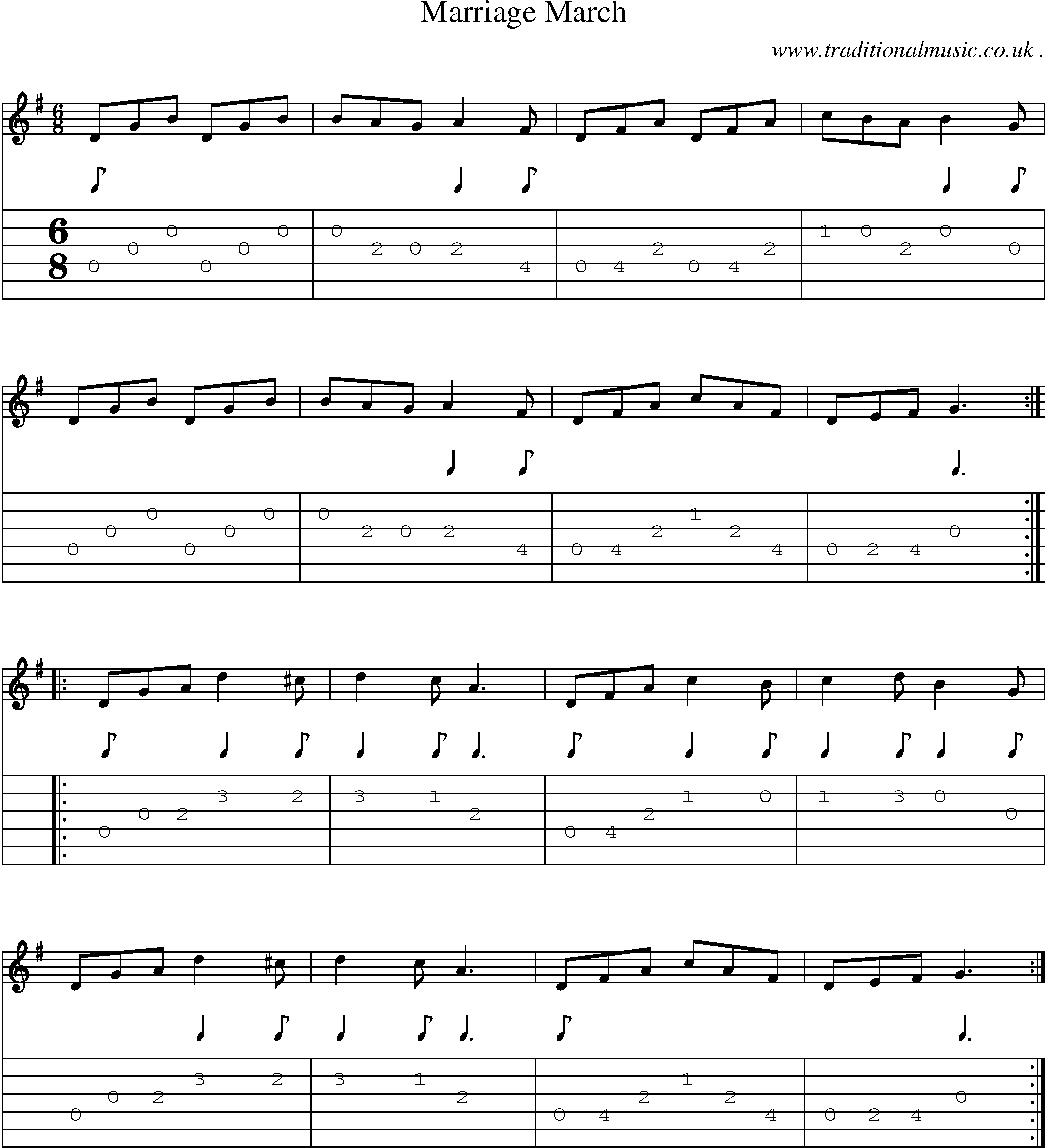 Sheet-Music and Guitar Tabs for Marriage March