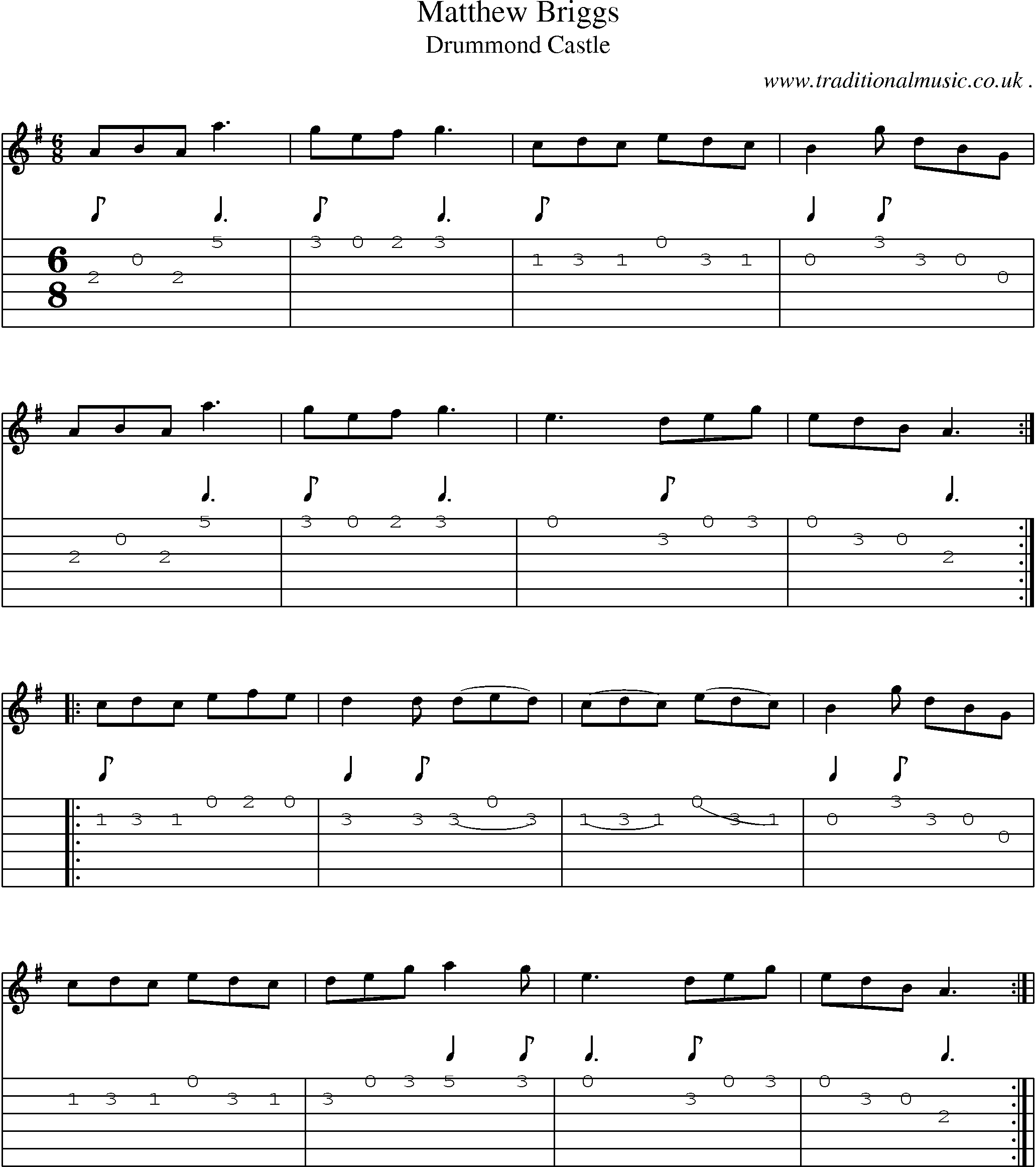 Sheet-Music and Guitar Tabs for Matthew Briggs