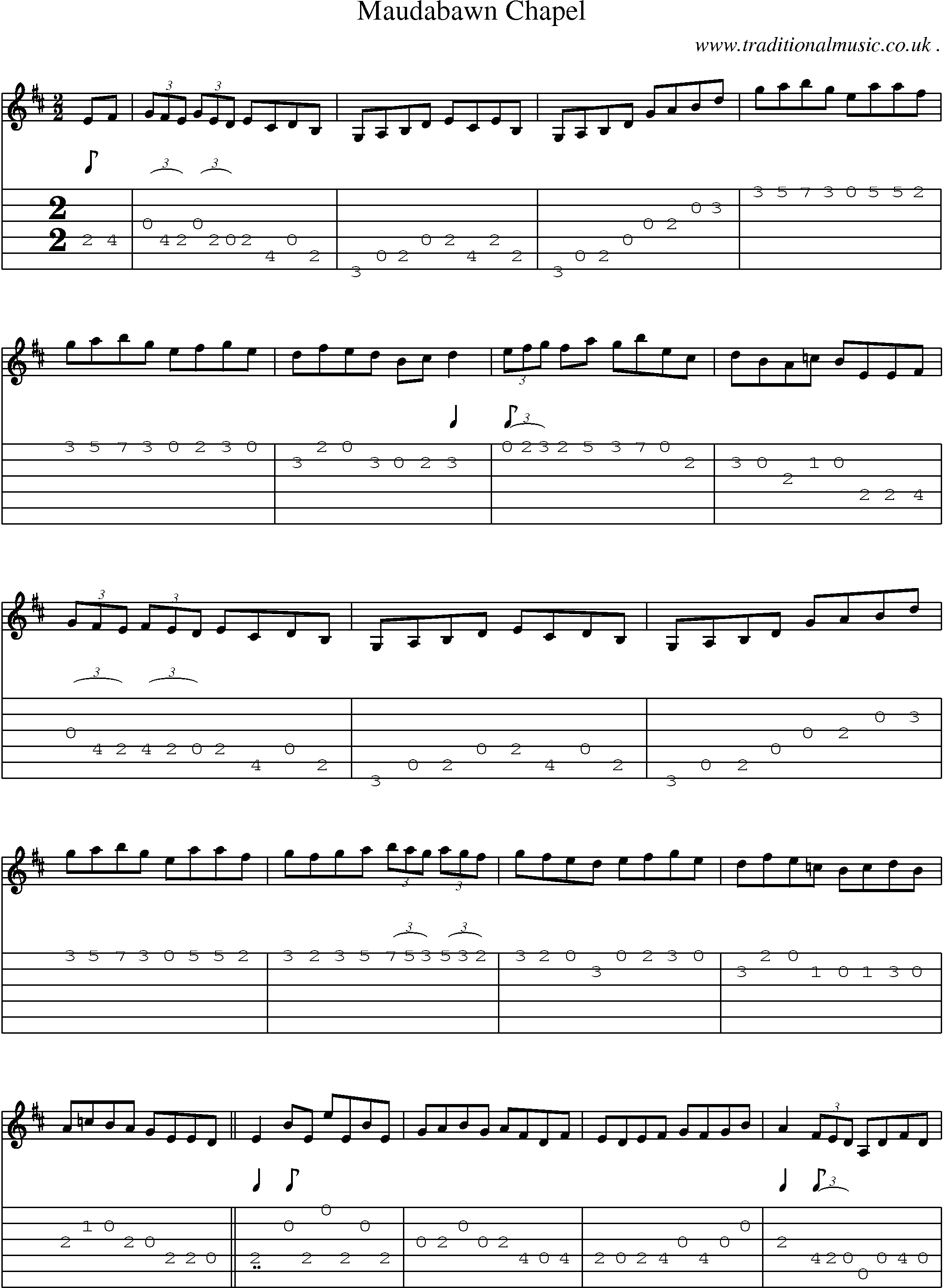 Sheet-Music and Guitar Tabs for Maudabawn Chapel