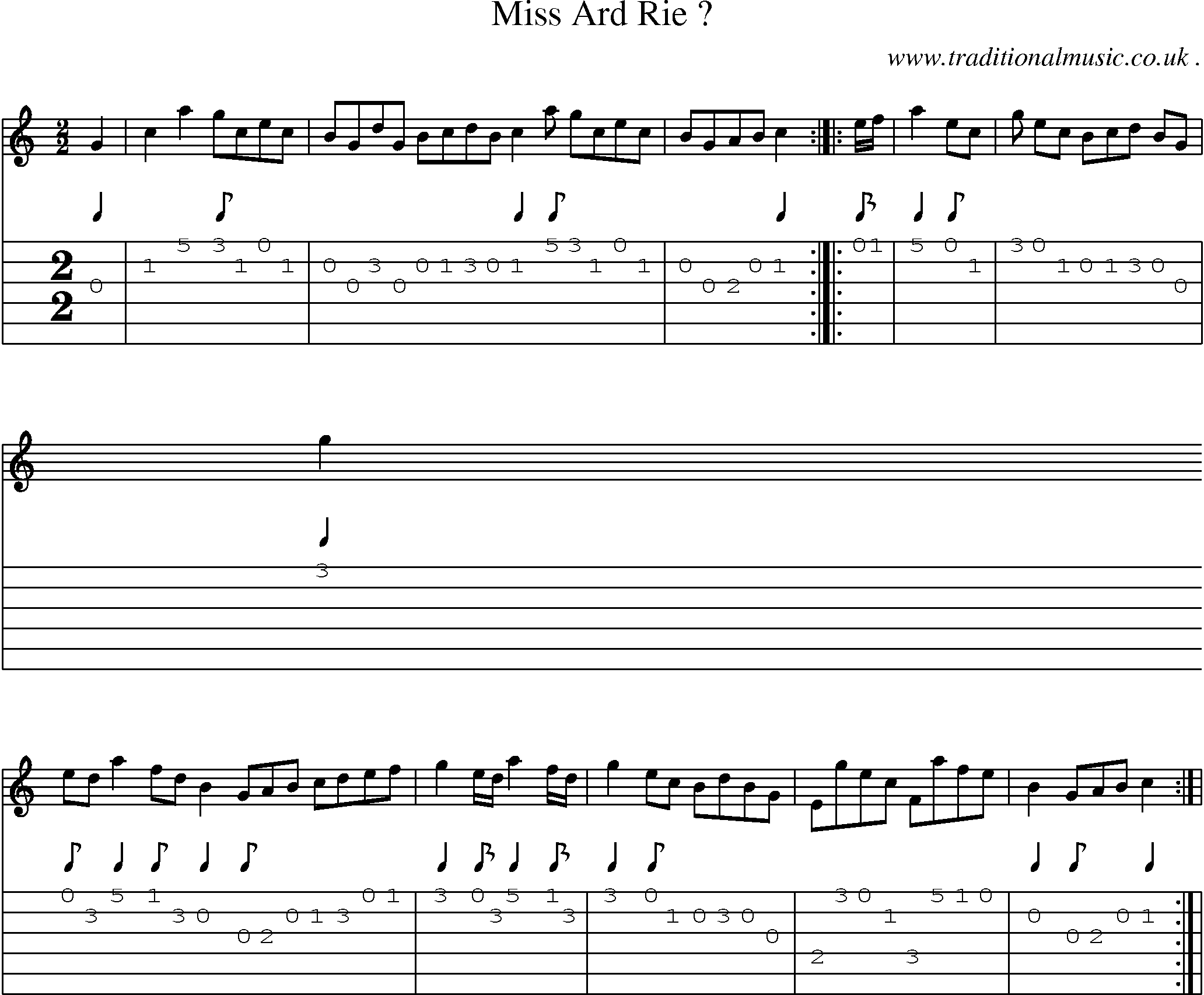 Sheet-Music and Guitar Tabs for Miss Ard Rie