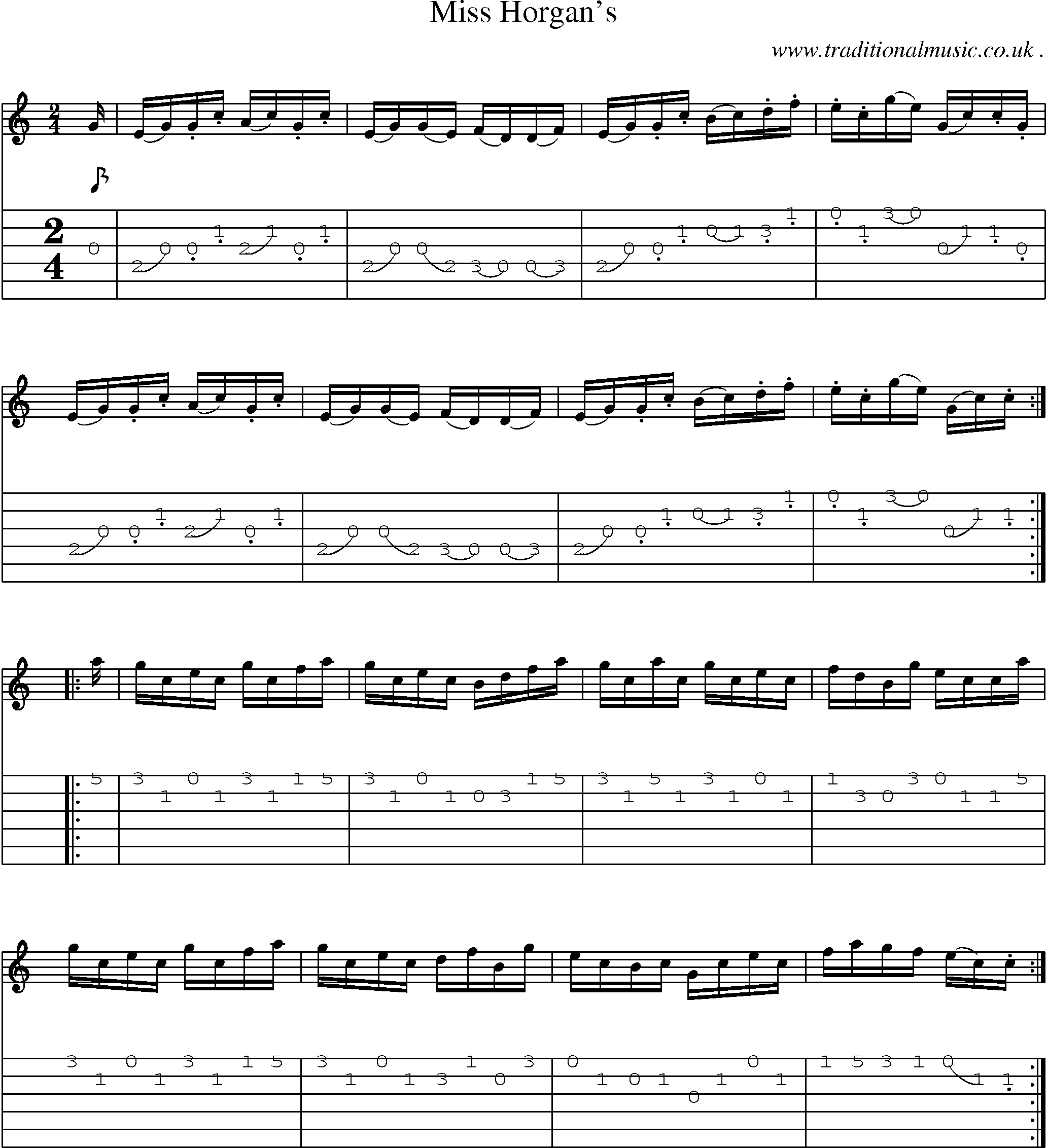 Sheet-Music and Guitar Tabs for Miss Horgans
