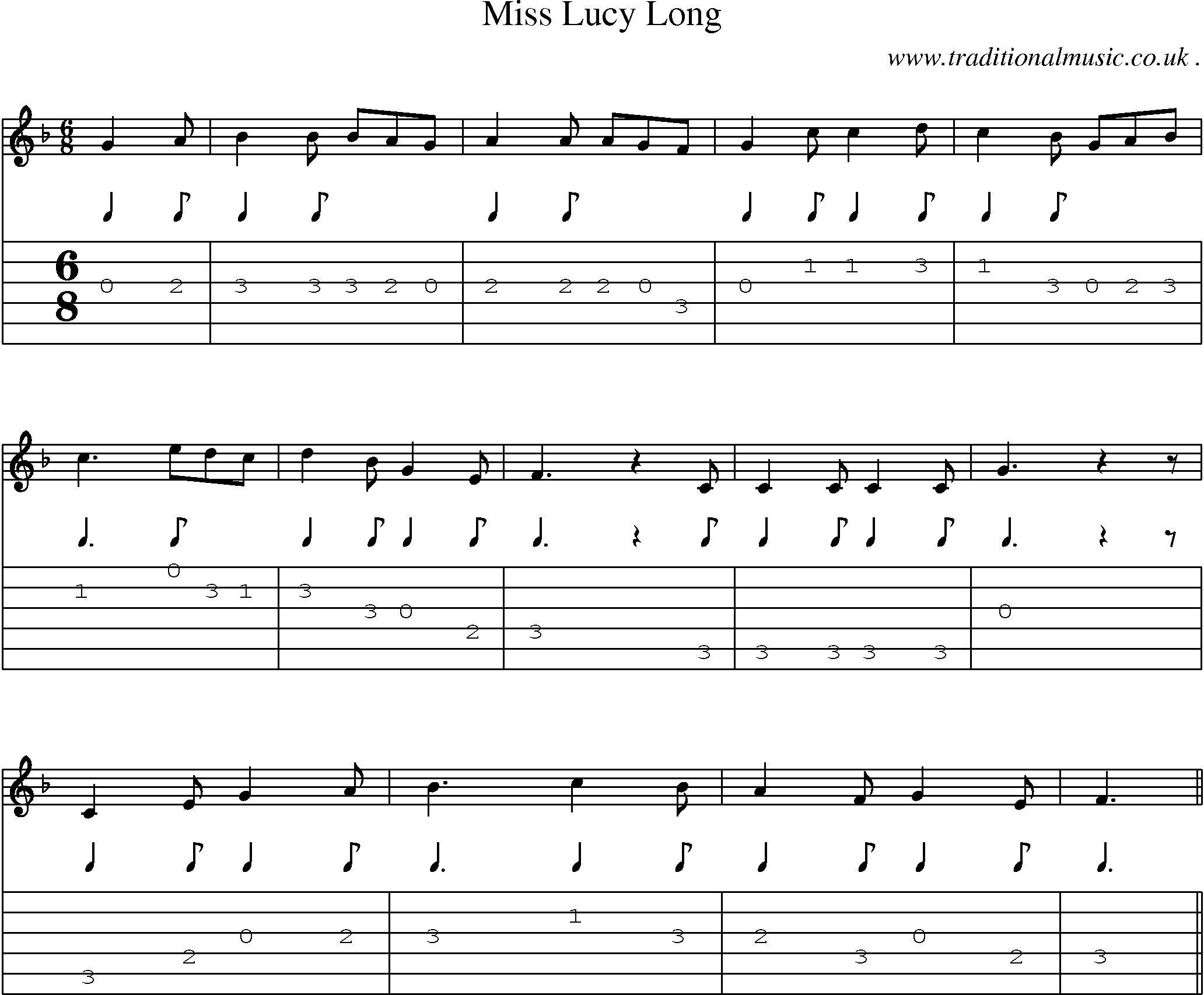 Sheet-Music and Guitar Tabs for Miss Lucy Long