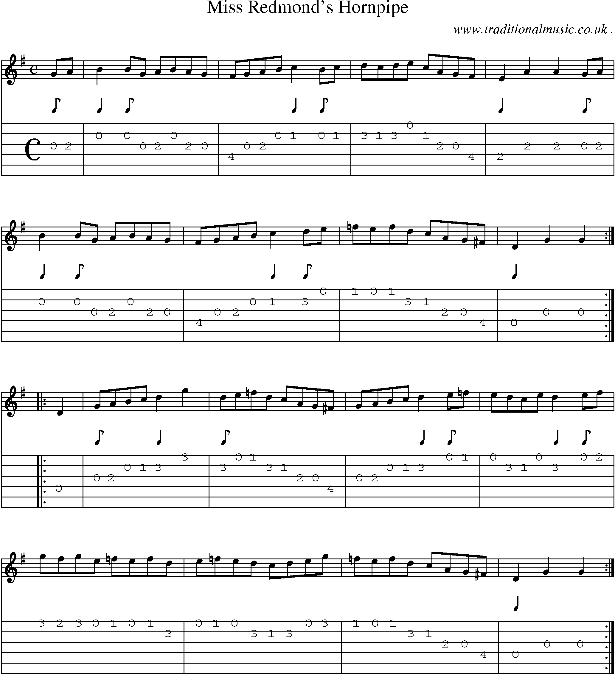 Sheet-Music and Guitar Tabs for Miss Redmonds Hornpipe