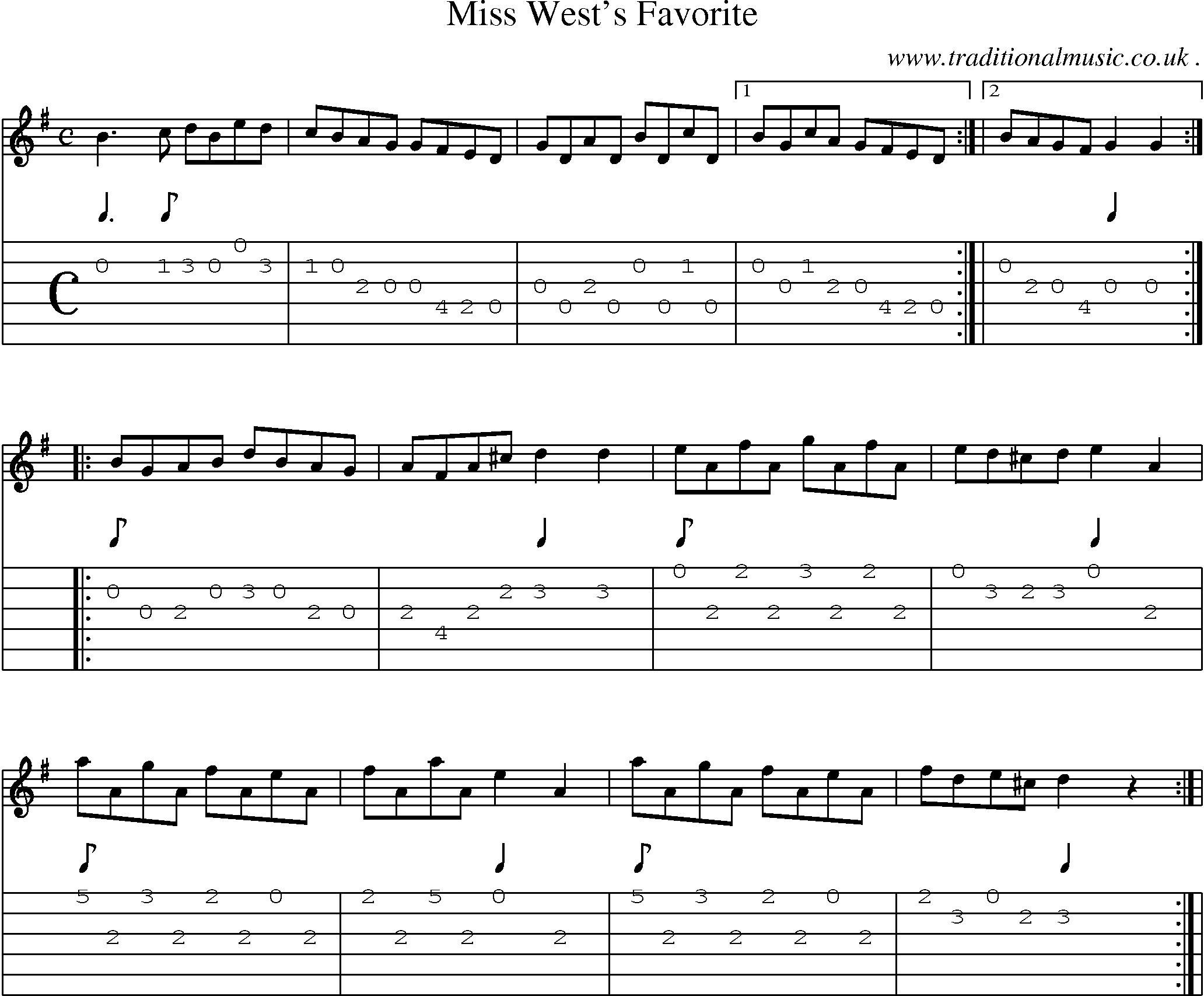 Sheet-Music and Guitar Tabs for Miss Wests Favorite