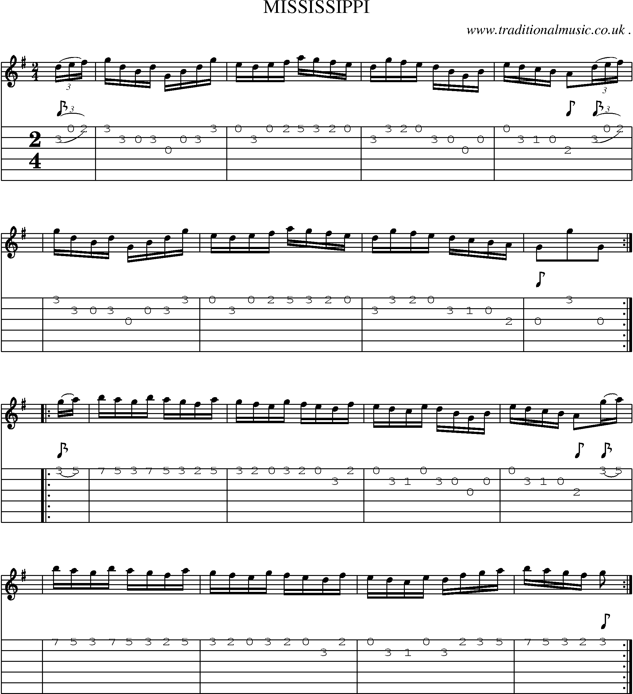 Sheet-Music and Guitar Tabs for Mississippi
