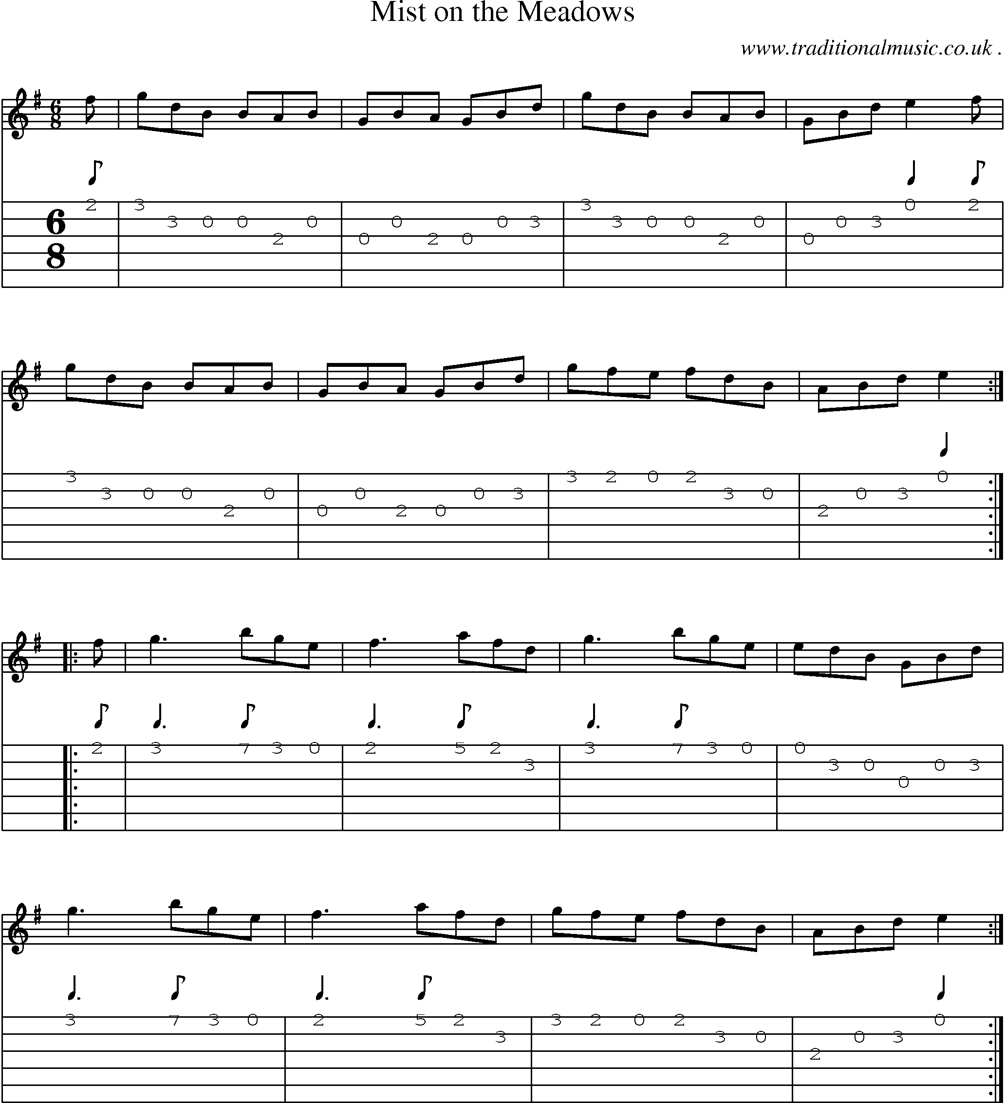 Sheet-Music and Guitar Tabs for Mist On The Meadows