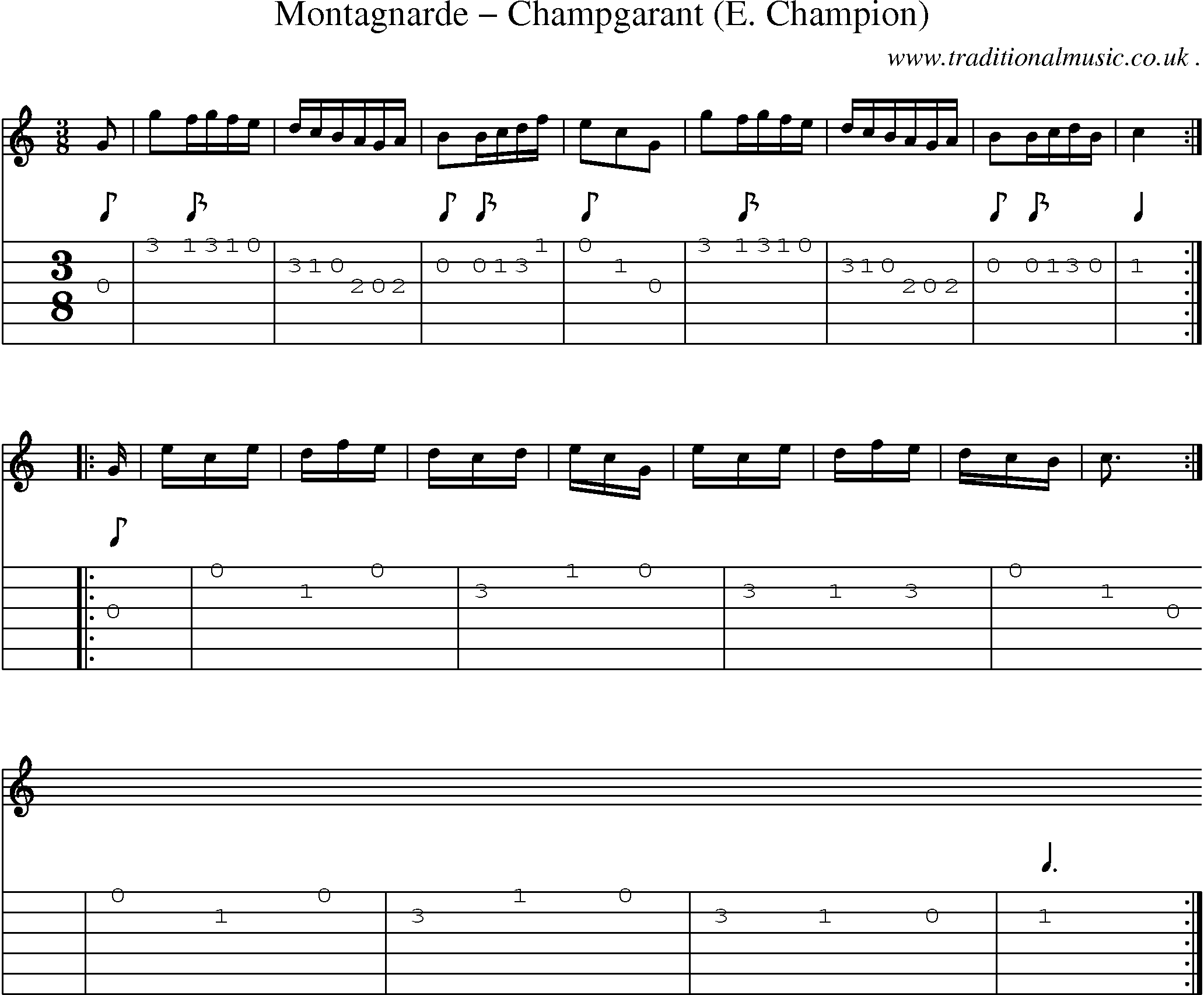 Sheet-Music and Guitar Tabs for Montagnarde Champgarant (e Champion)