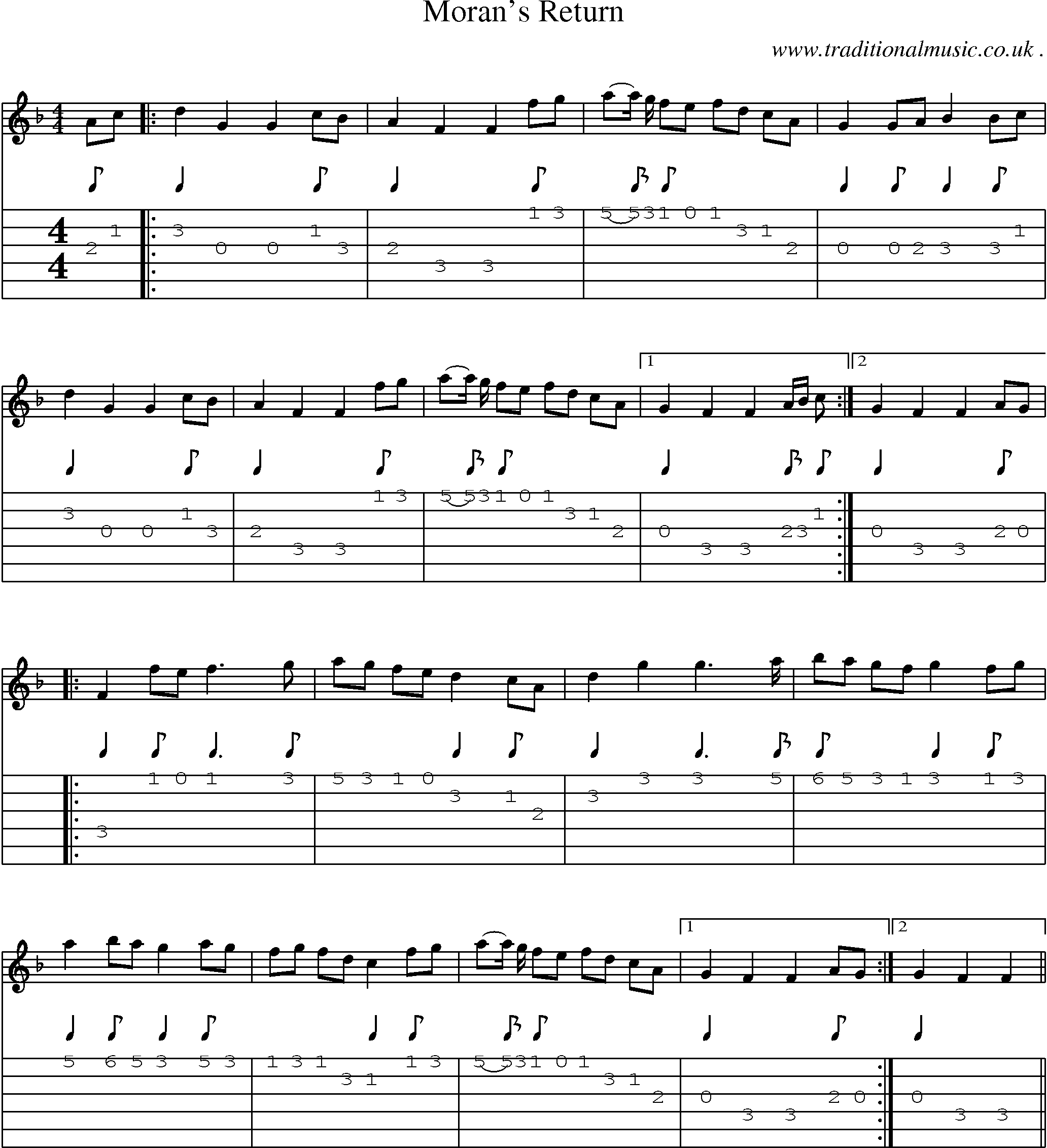 Sheet-Music and Guitar Tabs for Morans Return