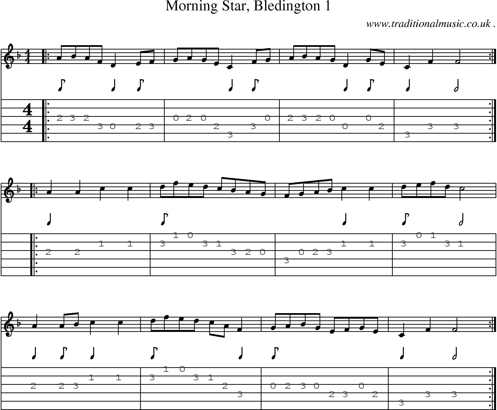 Sheet-Music and Guitar Tabs for Morning Star Bledington 1