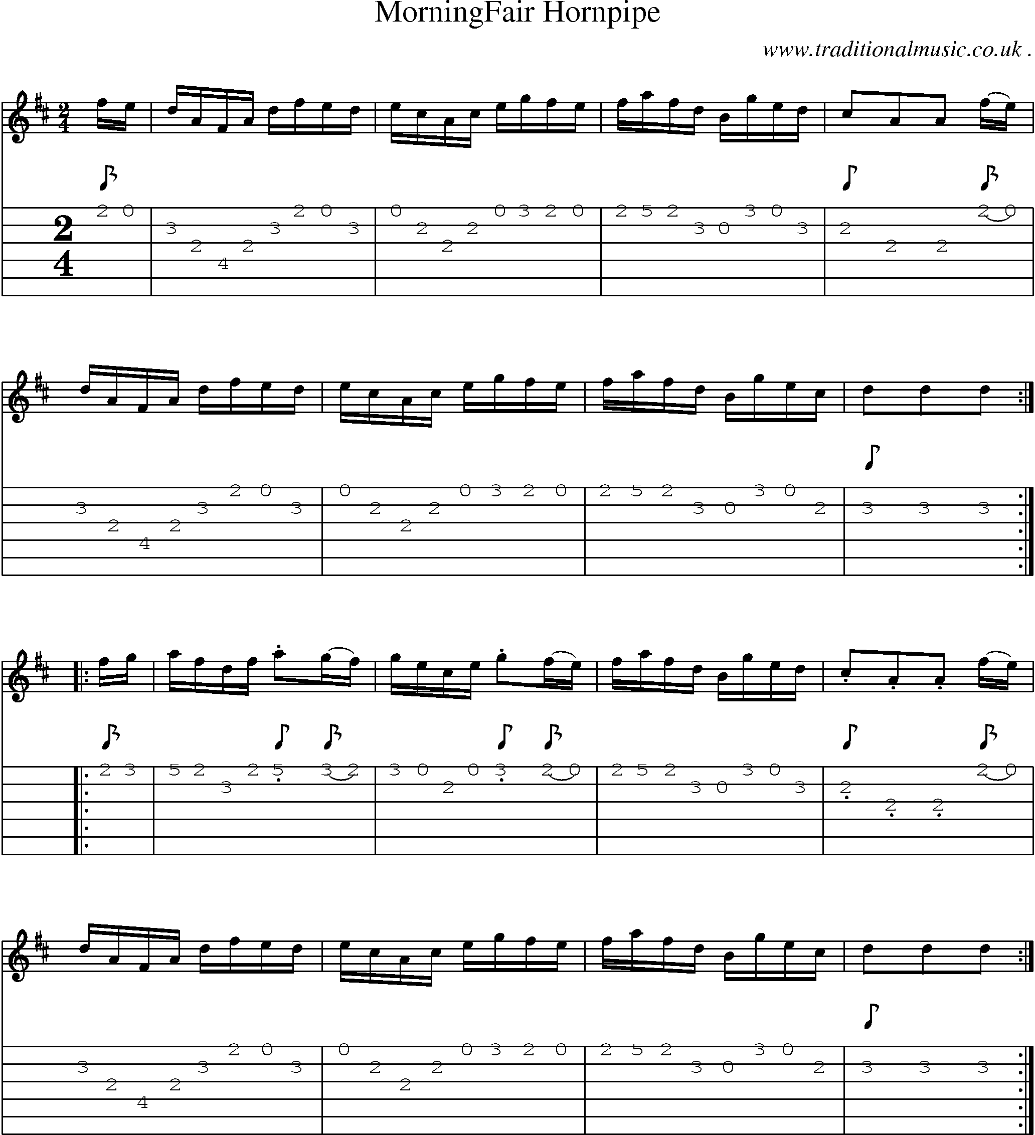 Sheet-Music and Guitar Tabs for Morningfair Hornpipe