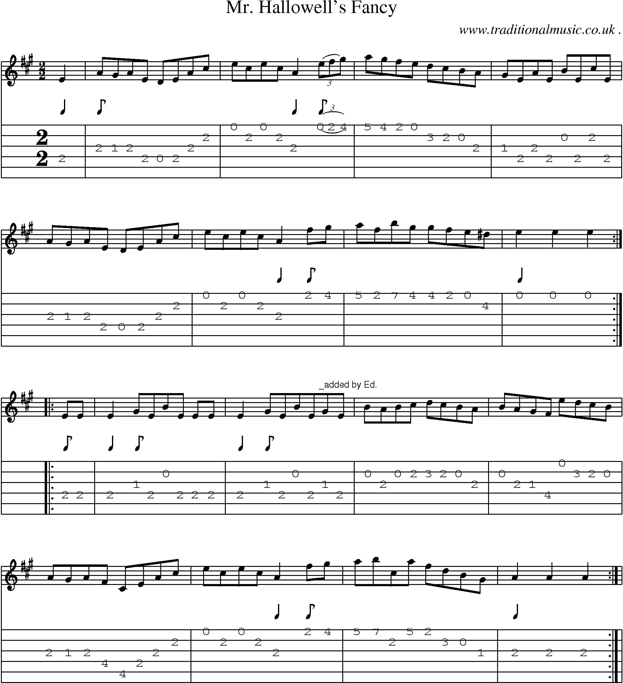 Sheet-Music and Guitar Tabs for Mr Hallowells Fancy