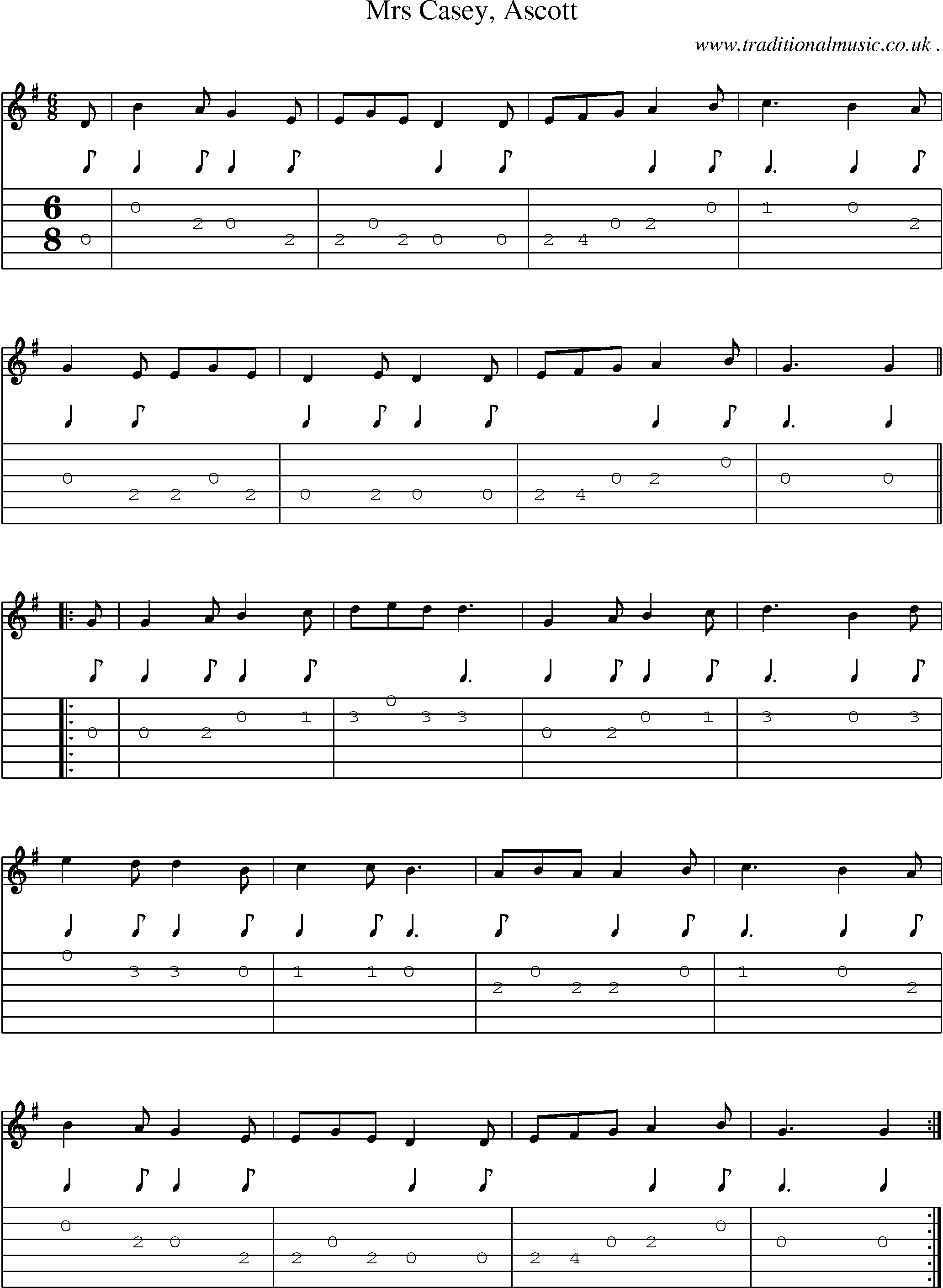 Sheet-Music and Guitar Tabs for Mrs Casey Ascott