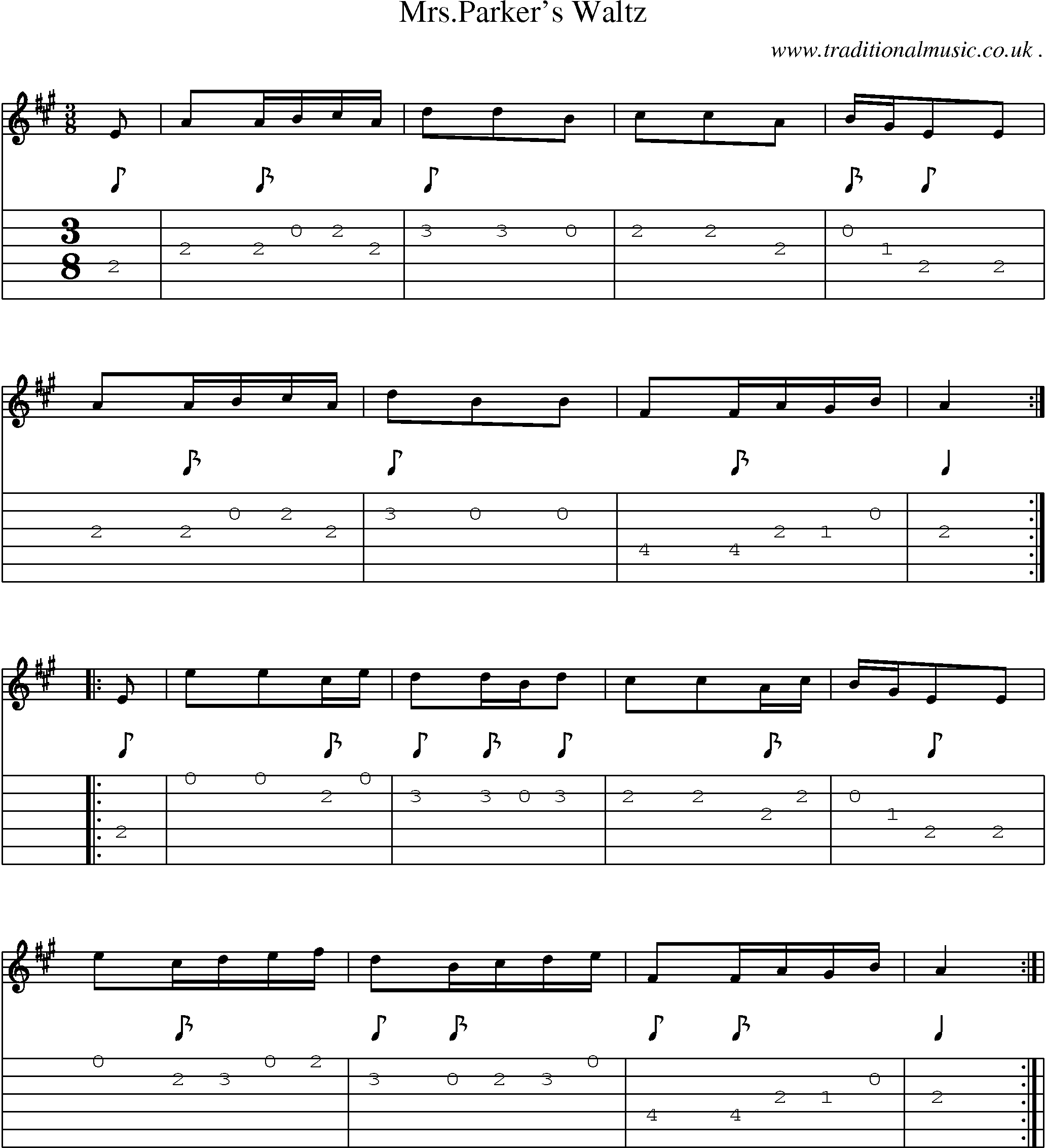 Sheet-Music and Guitar Tabs for Mrsparkers Waltz