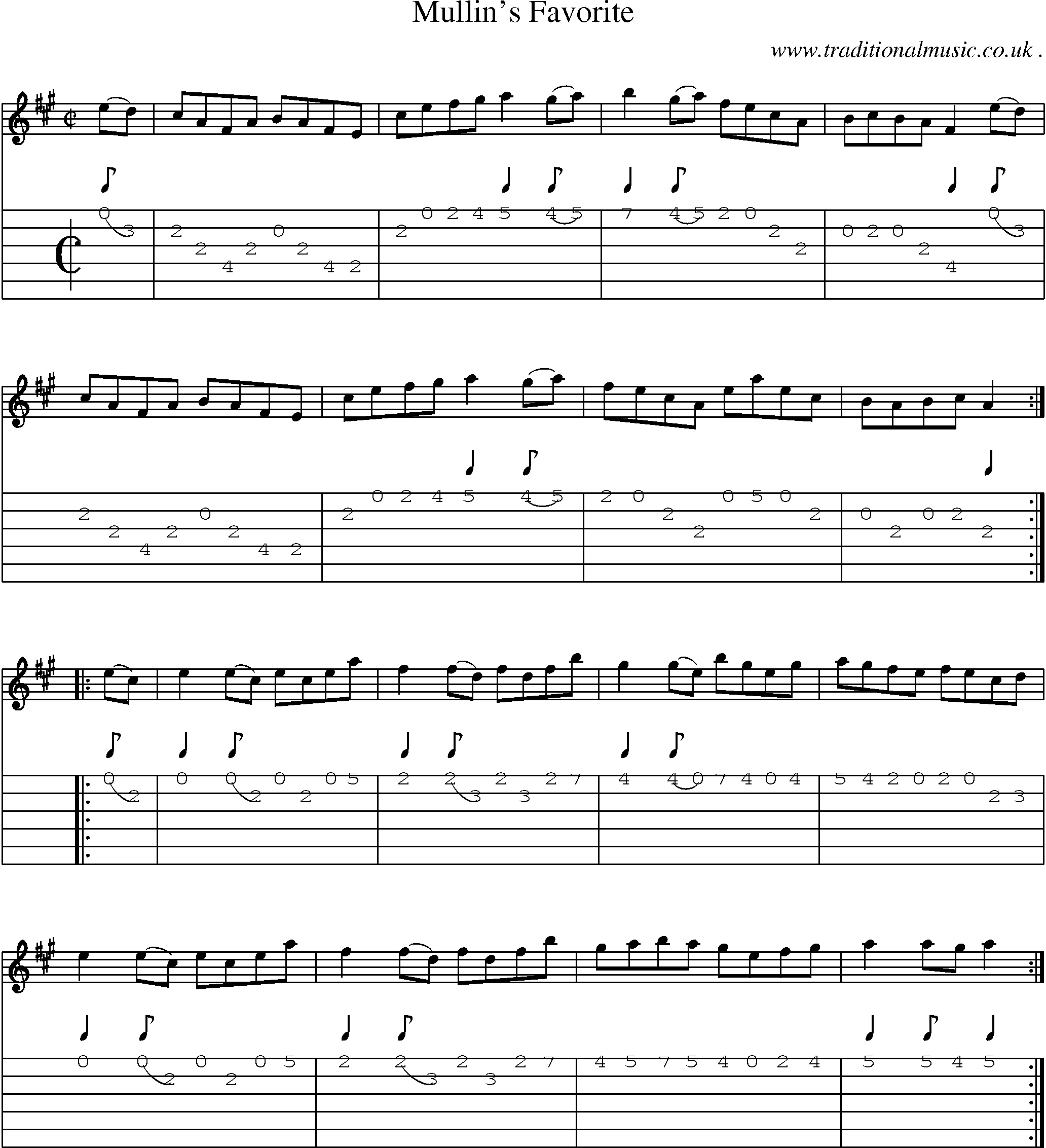 Sheet-Music and Guitar Tabs for Mullins Favorite