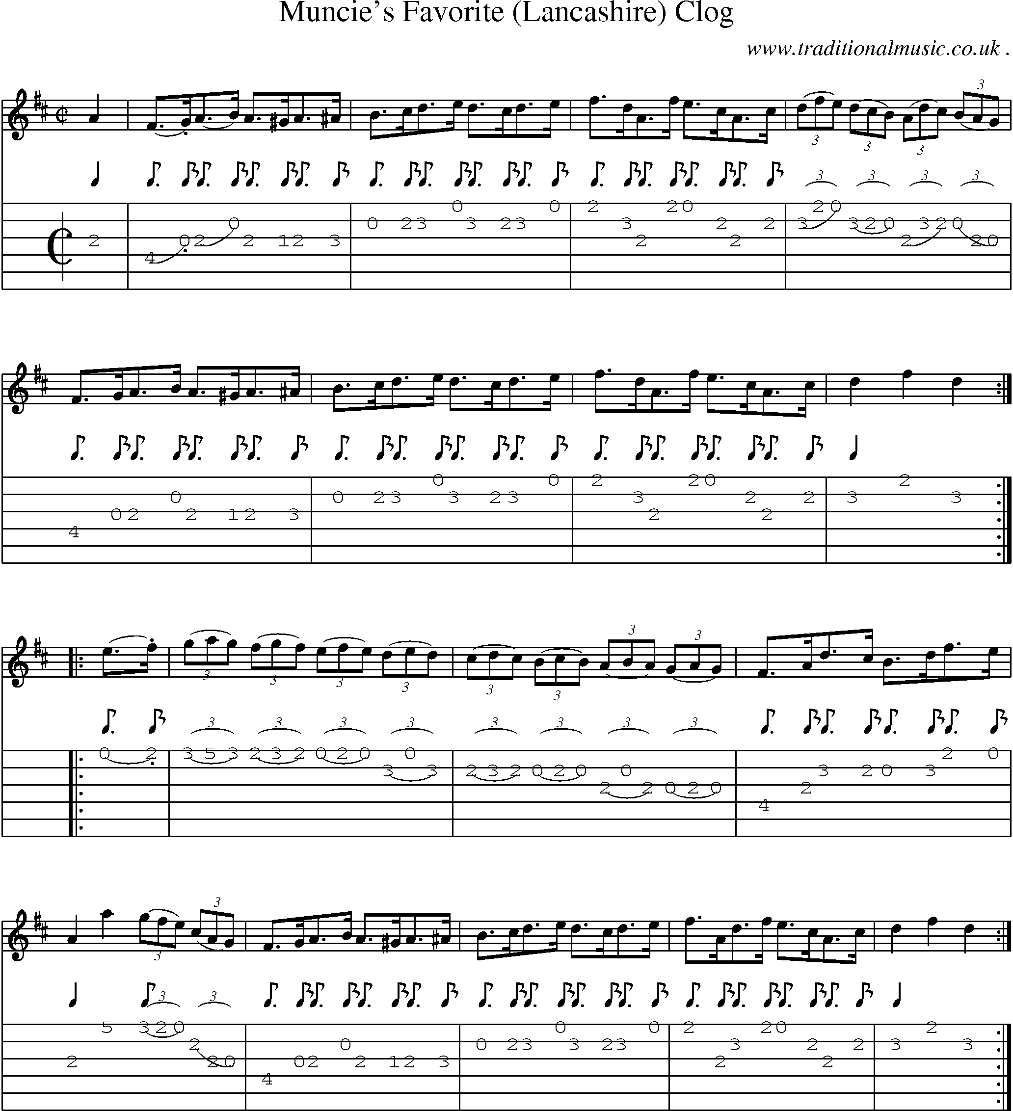 Sheet-Music and Guitar Tabs for Muncies Favorite (lancashire) Clog