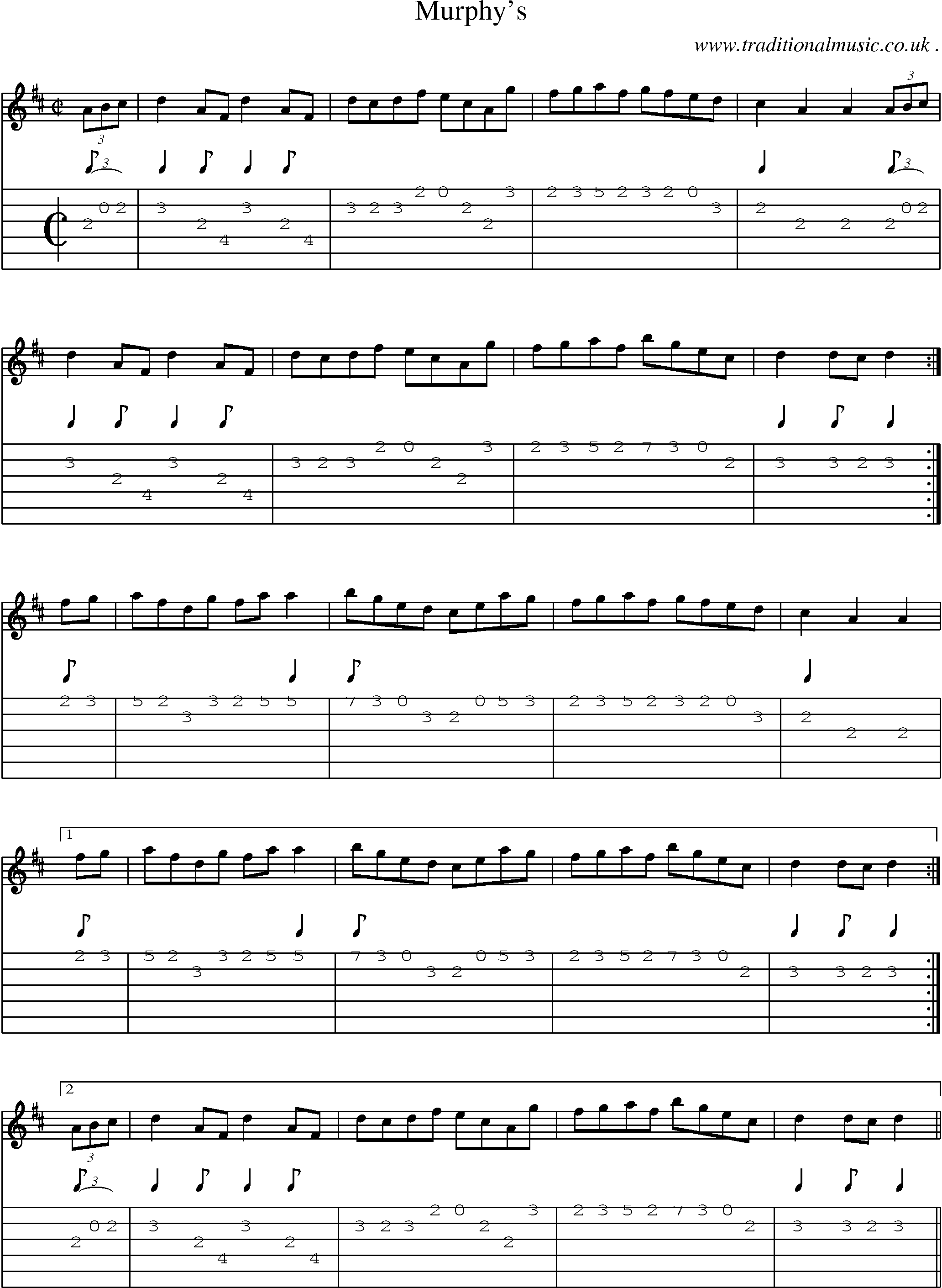 Sheet-Music and Guitar Tabs for Murphys