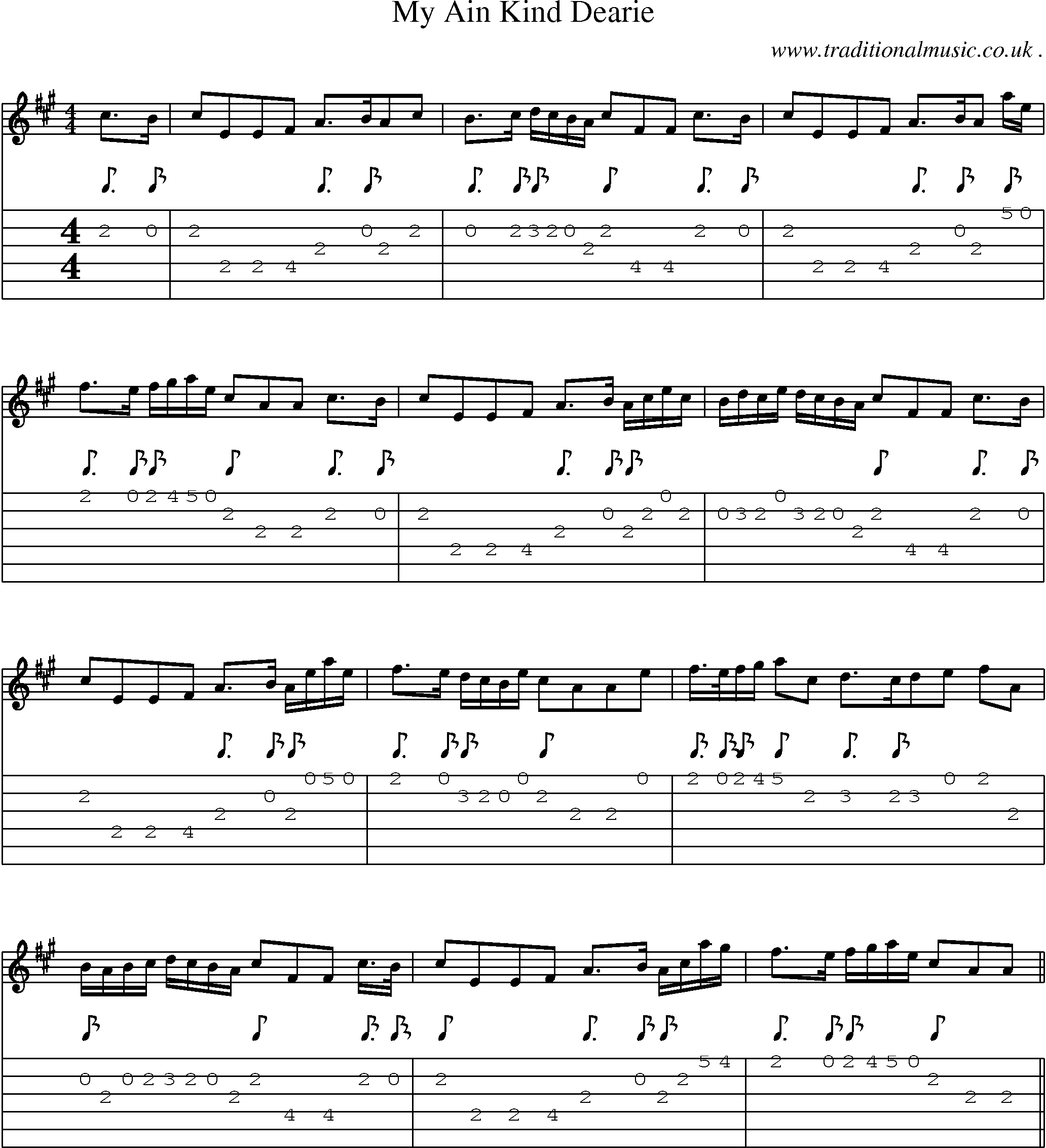 Sheet-Music and Guitar Tabs for My Ain Kind Dearie