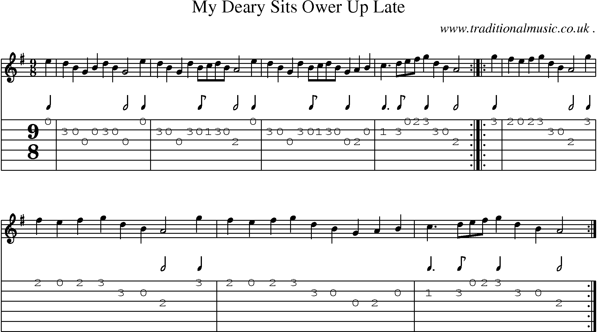 Sheet-Music and Guitar Tabs for My Deary Sits Ower Up Late