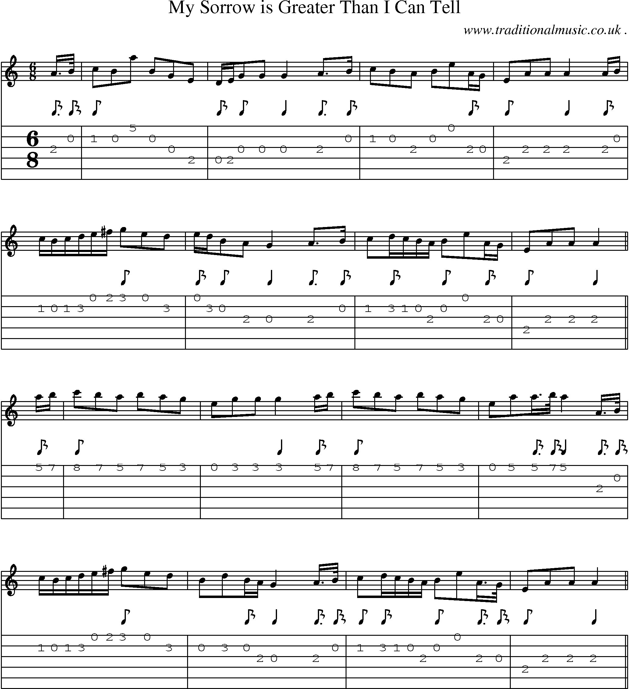 Sheet-Music and Guitar Tabs for My Sorrow Is Greater Than I Can Tell