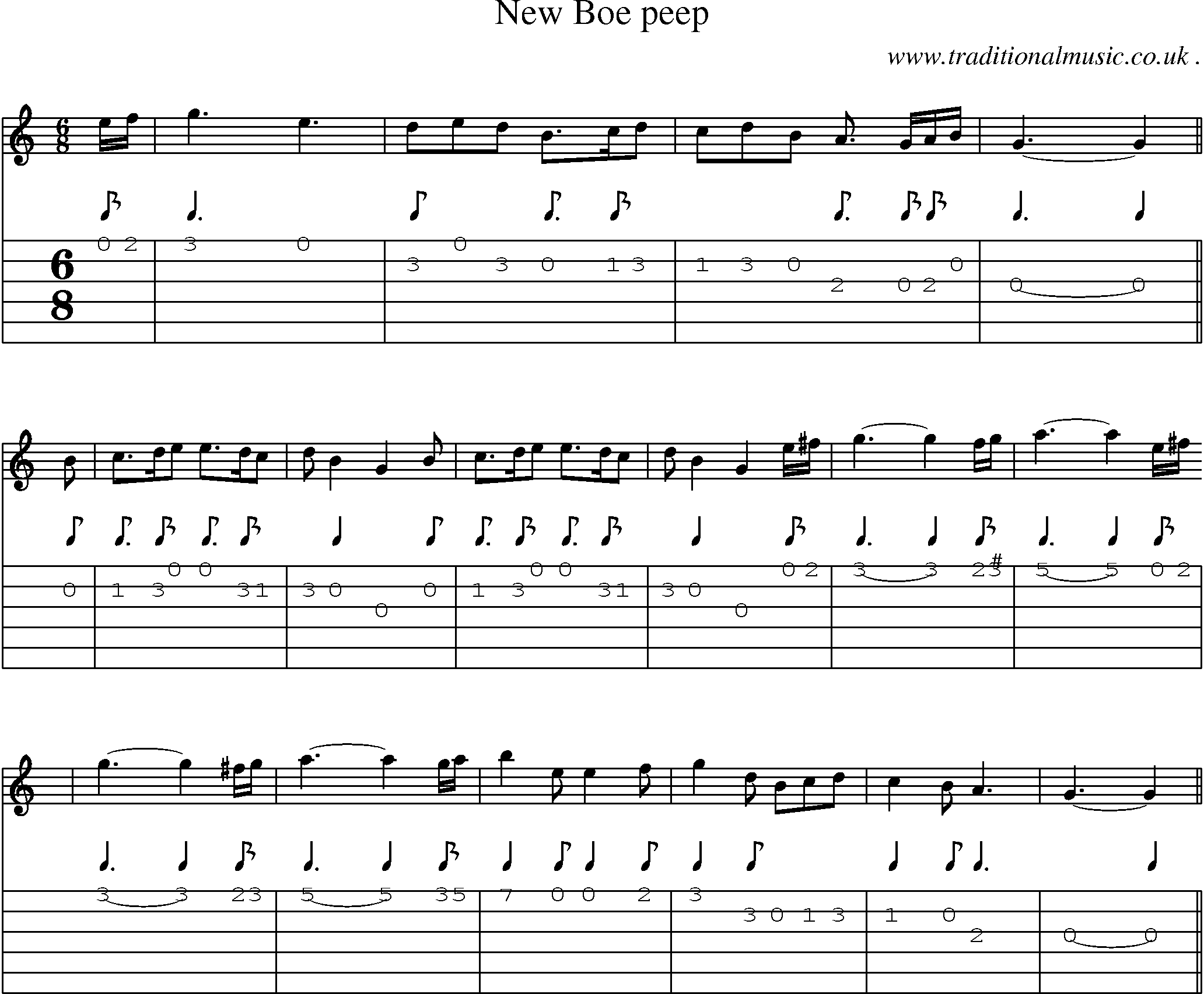 Sheet-Music and Guitar Tabs for New Boe Peep