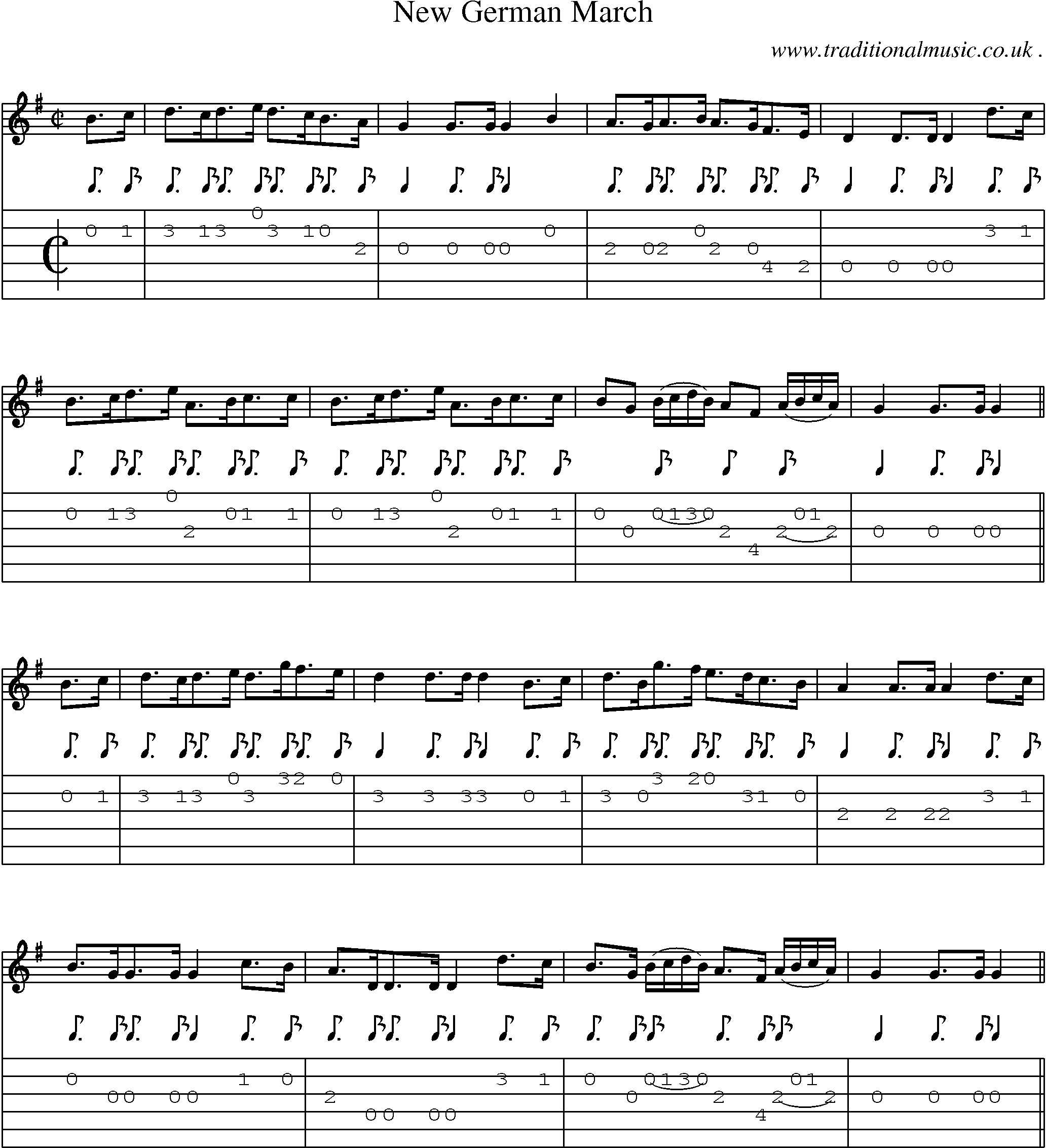 Sheet-Music and Guitar Tabs for New German March 