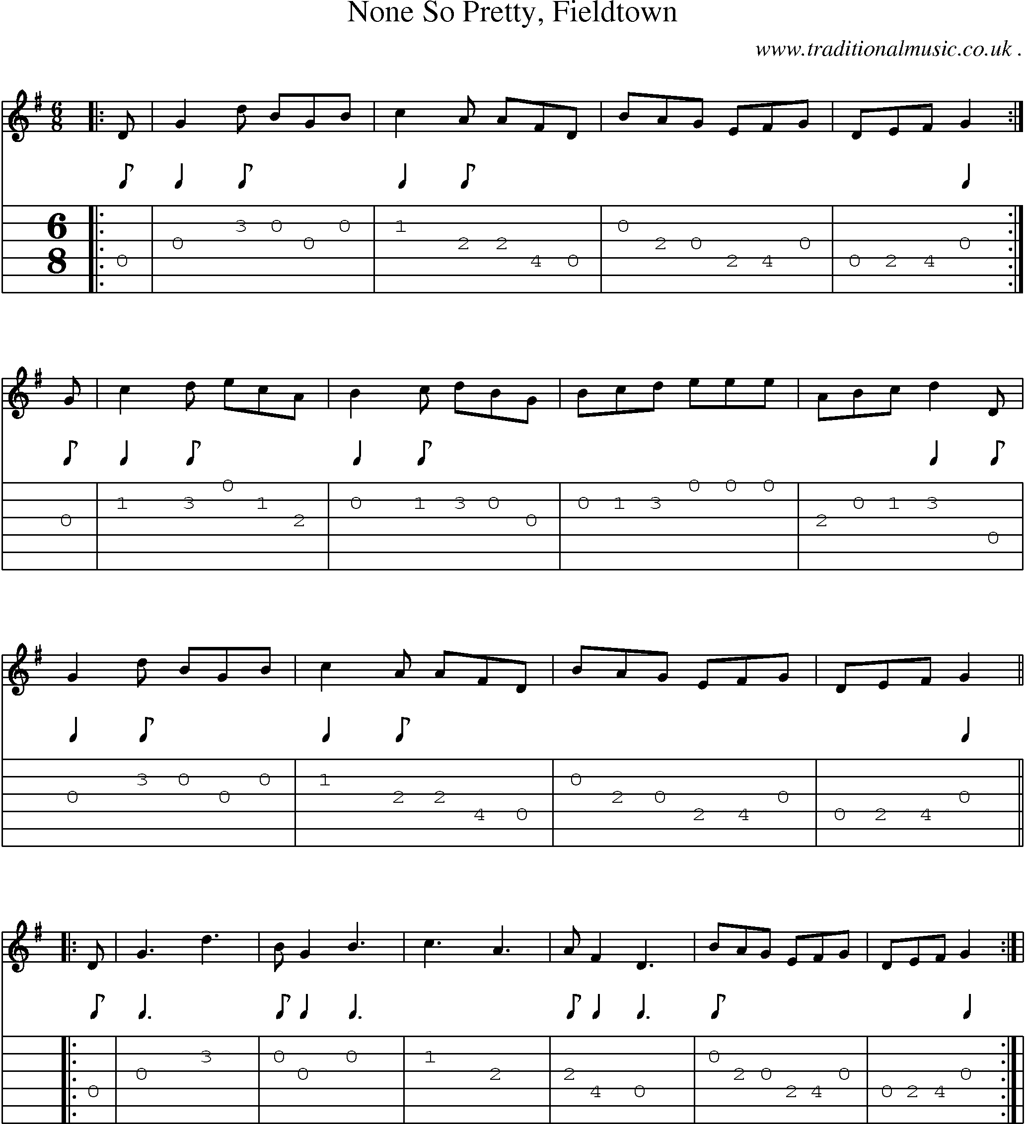 Sheet-Music and Guitar Tabs for None So Pretty Fieldtown