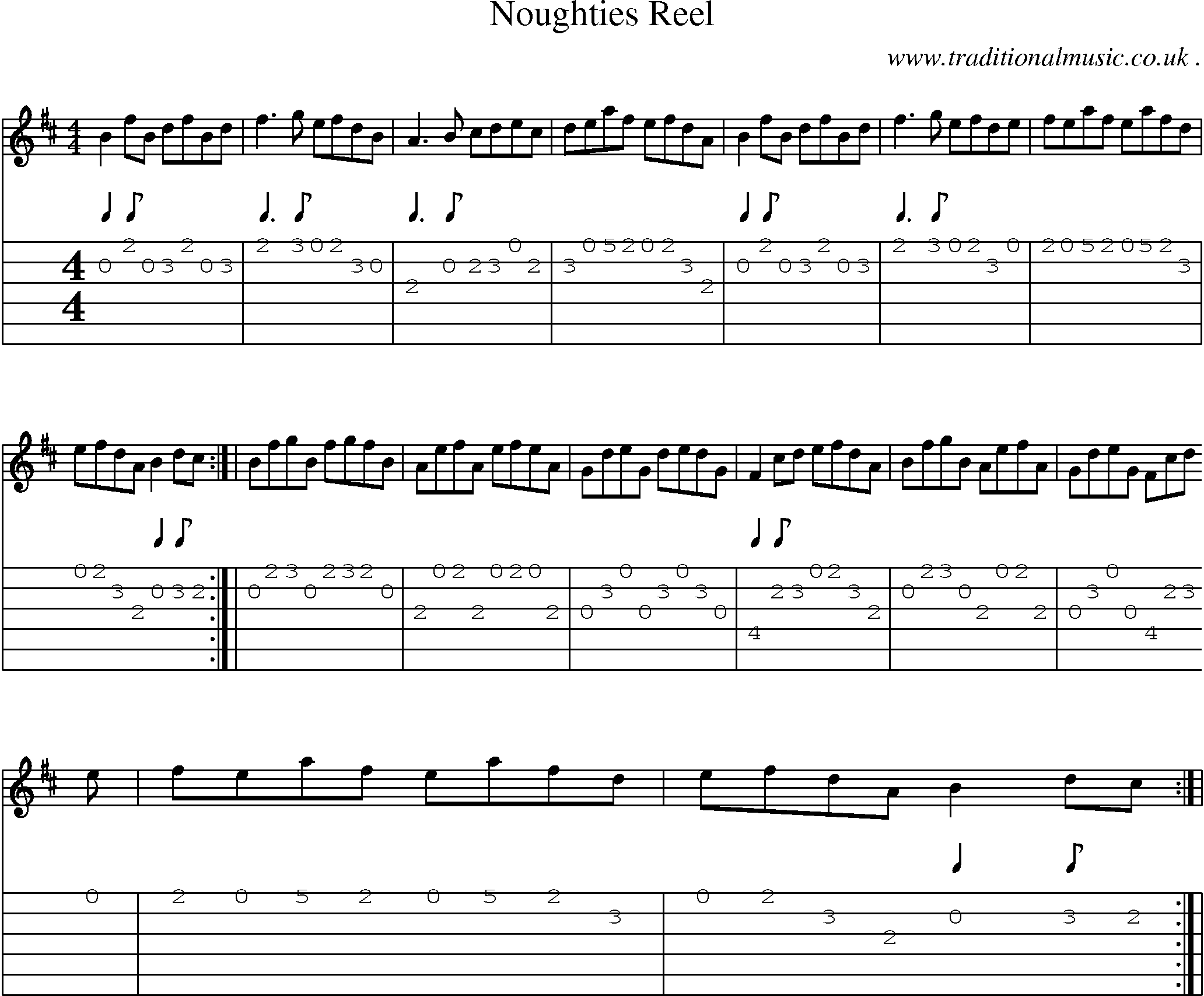 Sheet-Music and Guitar Tabs for Noughties Reel