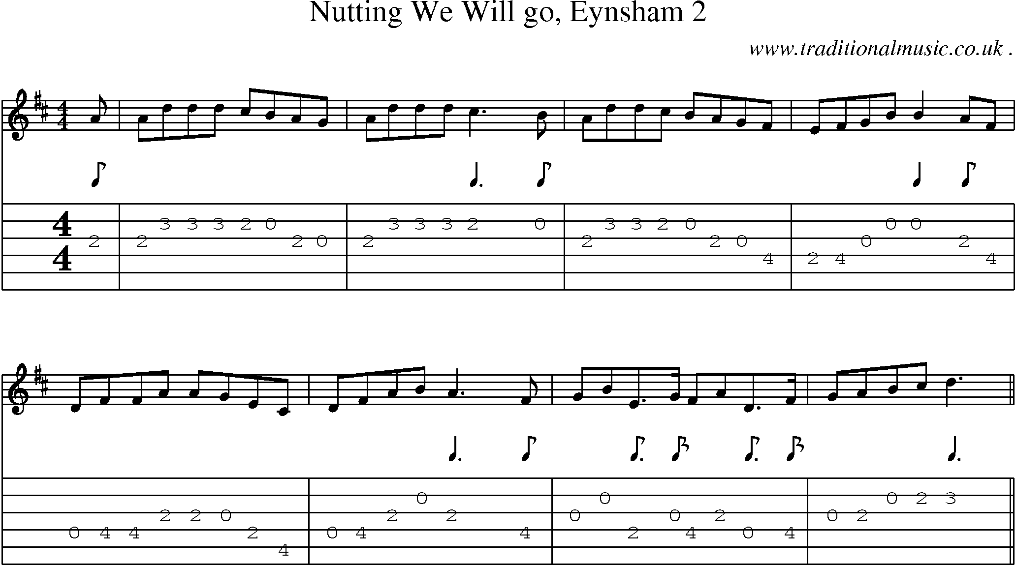Sheet-Music and Guitar Tabs for Nutting We Will Go Eynsham 2