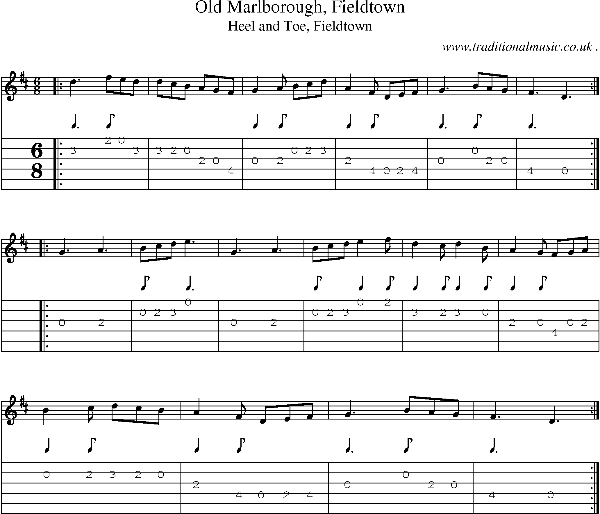 Sheet-Music and Guitar Tabs for Old Marlborough Fieldtown