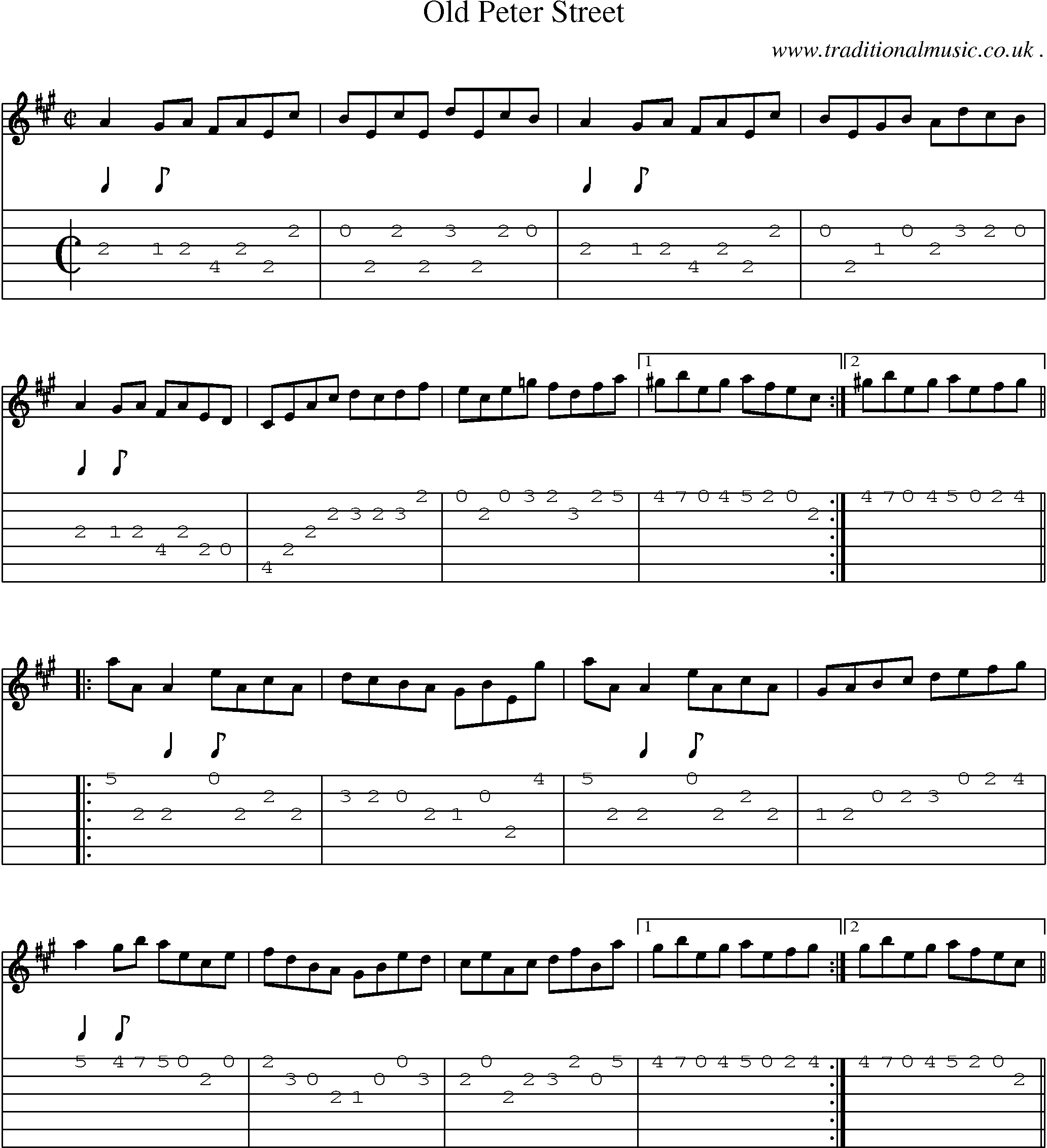 Sheet-Music and Guitar Tabs for Old Peter Street