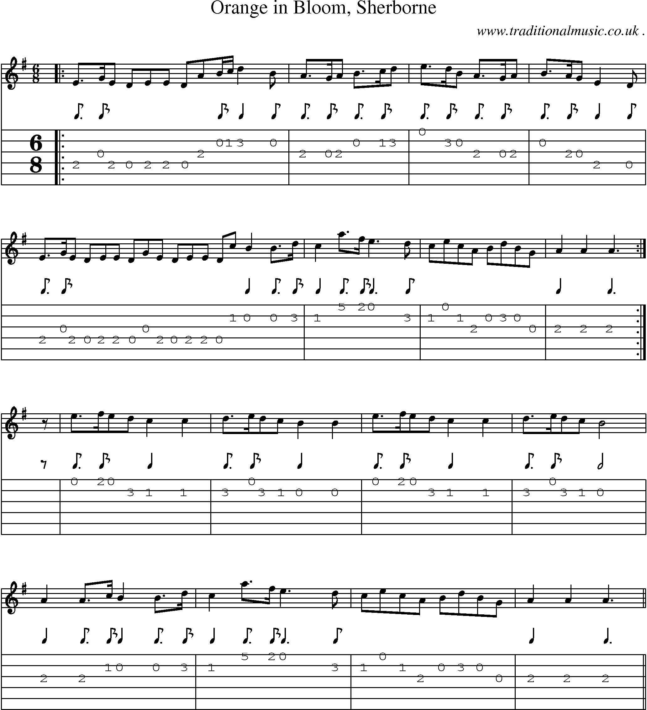 Sheet-Music and Guitar Tabs for Orange In Bloom Sherborne
