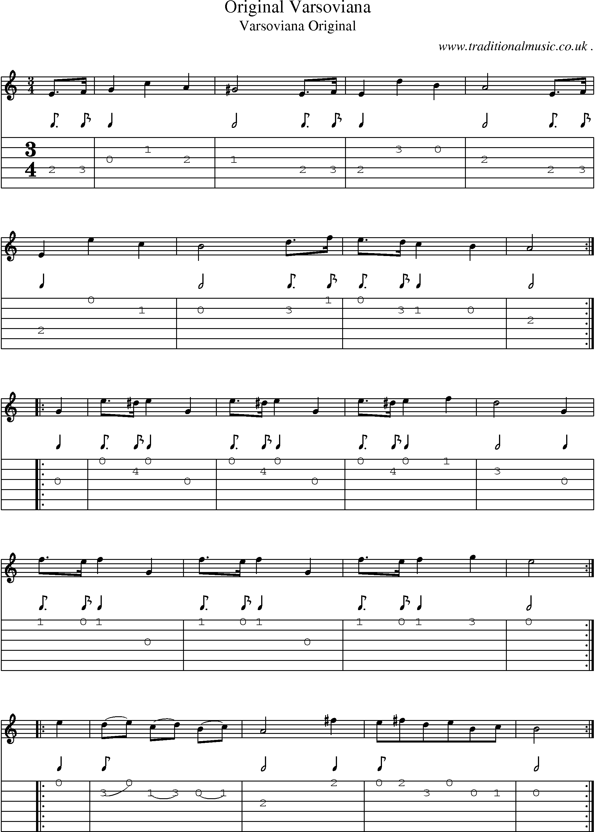 Sheet-Music and Guitar Tabs for Original Varsoviana