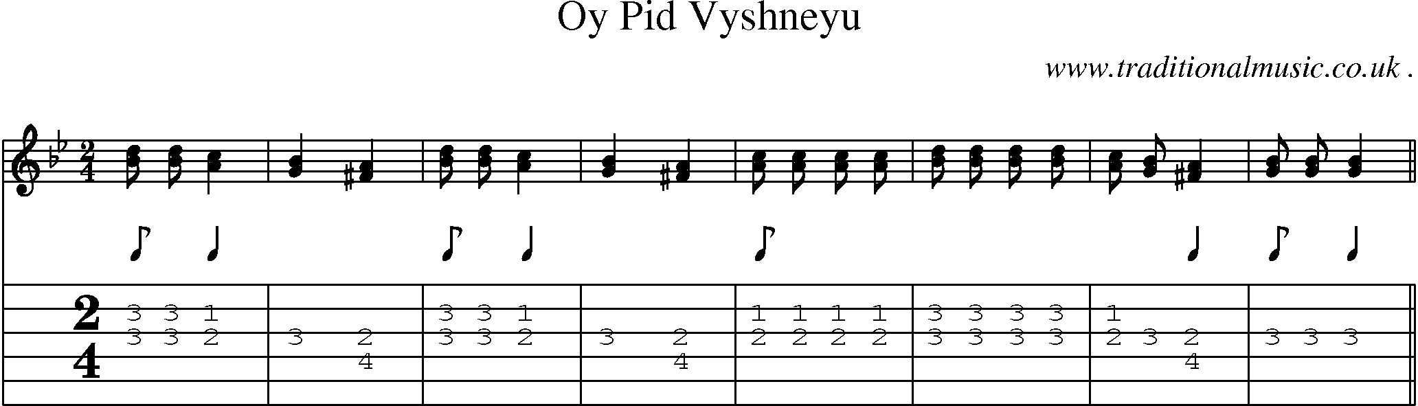 Sheet-Music and Guitar Tabs for Oy Pid Vyshneyu
