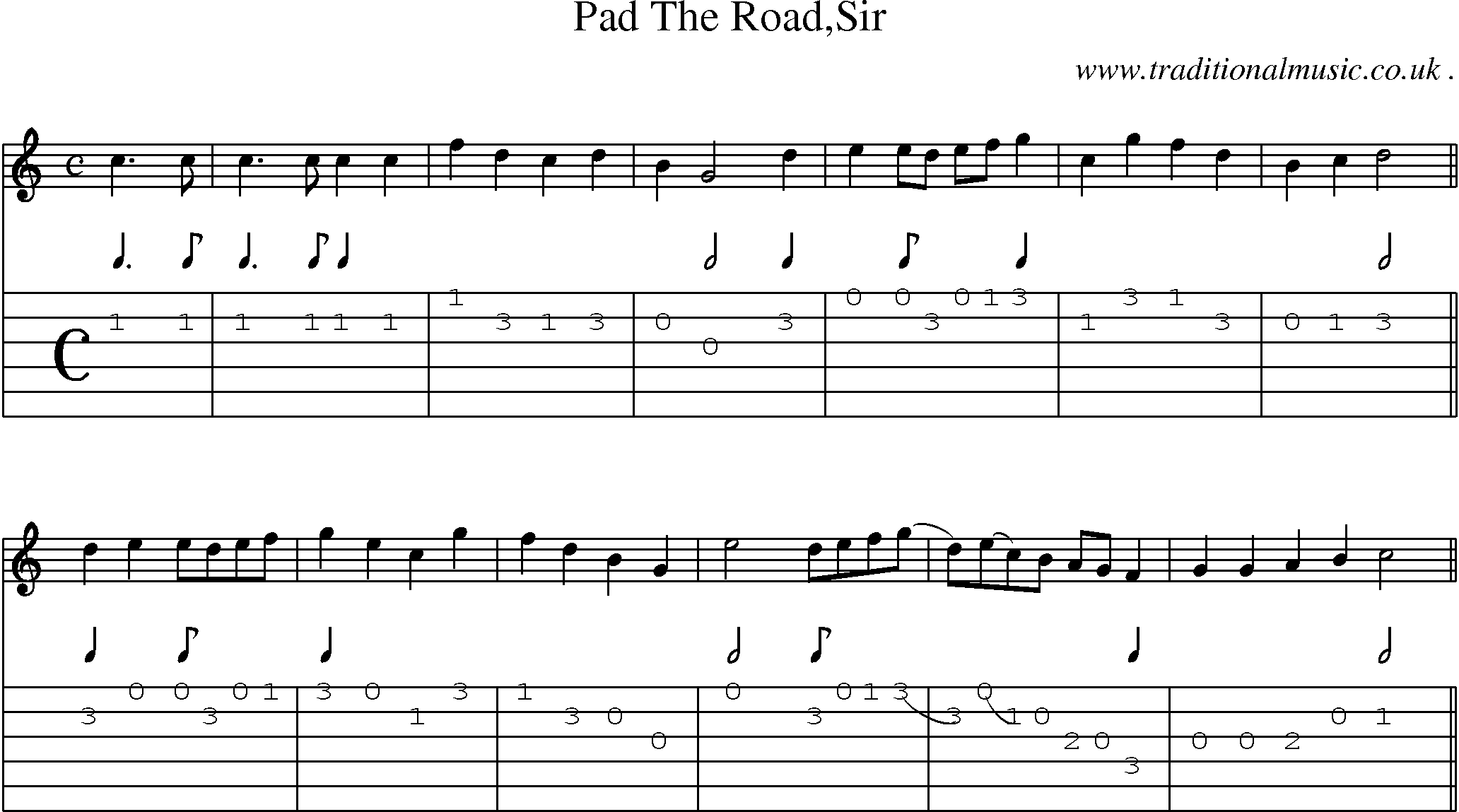 Sheet-Music and Guitar Tabs for Pad The Roadsir