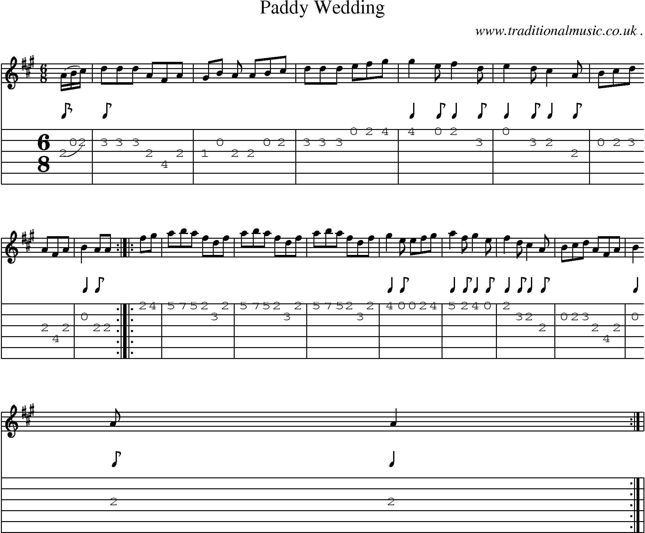 Sheet-Music and Guitar Tabs for Paddy Wedding