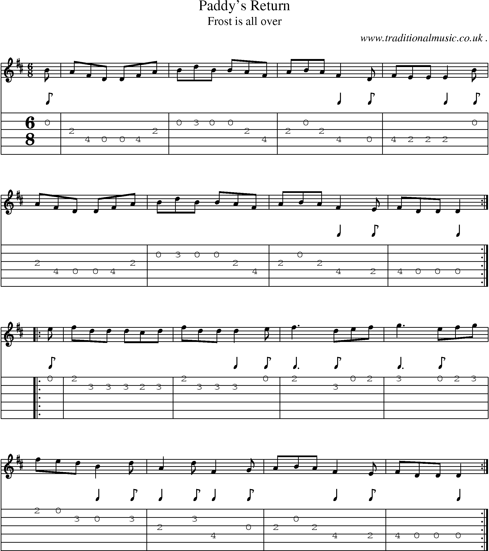 Sheet-Music and Guitar Tabs for Paddys Return